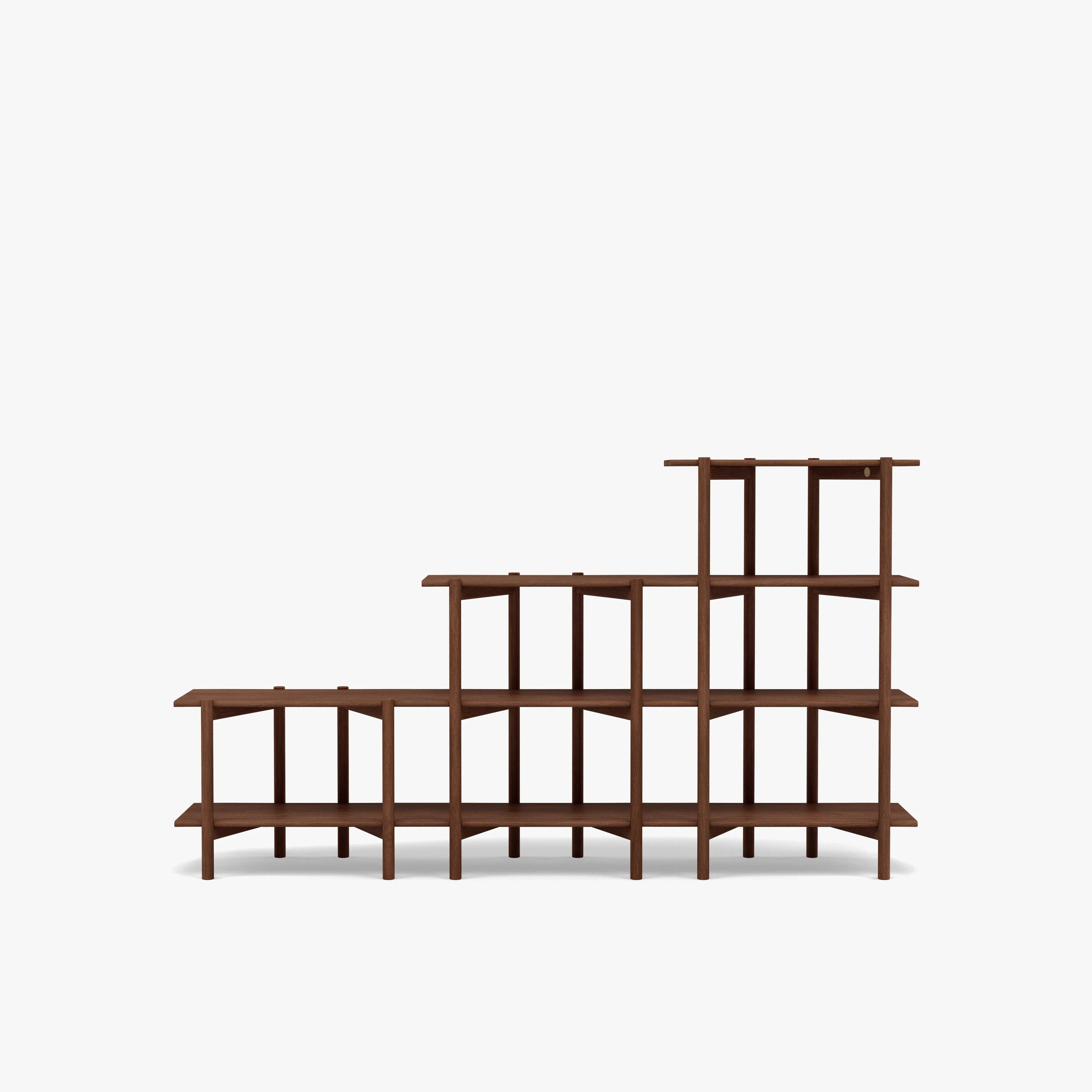Olivia Modular Shelf Stepped Triple 85" x 14" x 48" Solid American Walnut