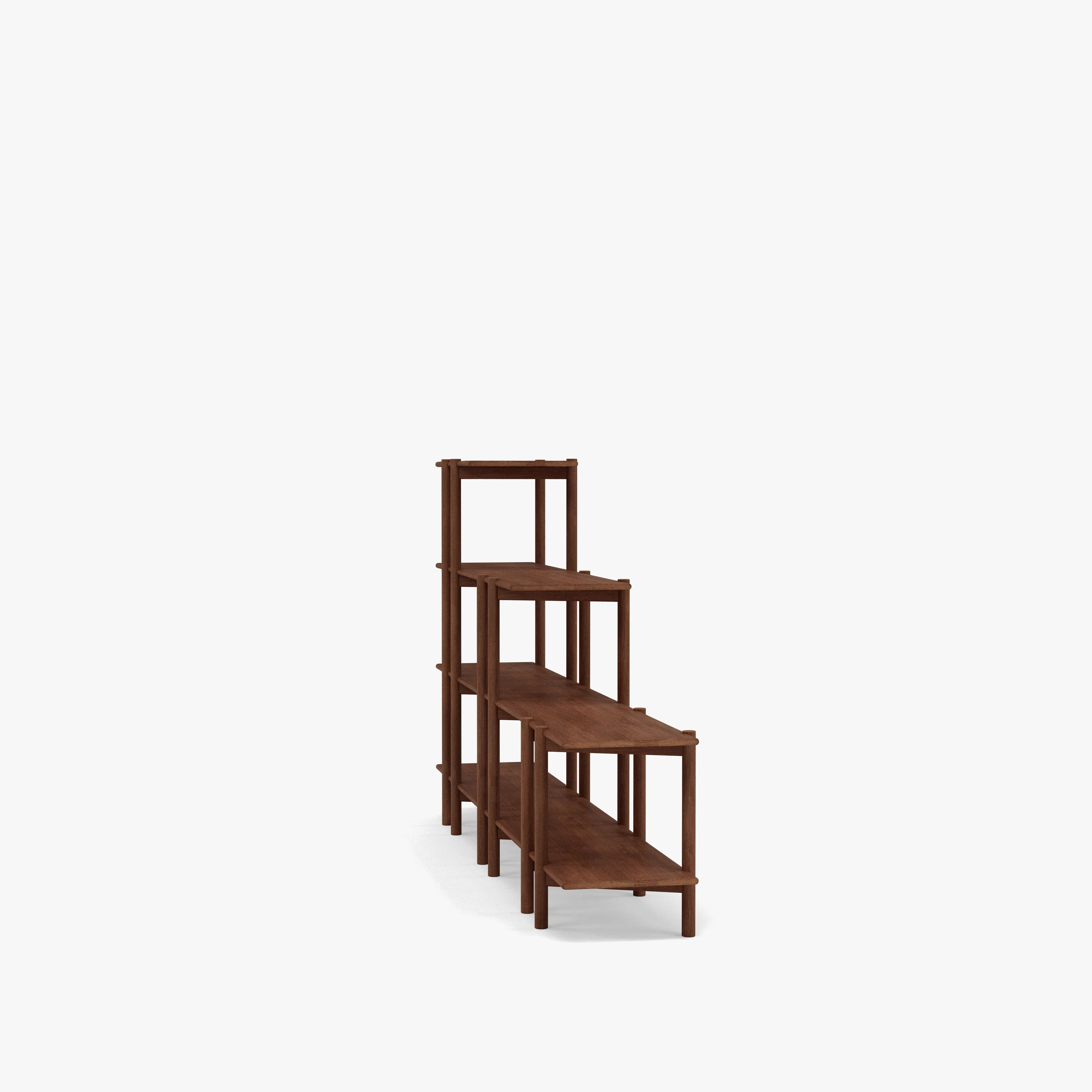 Olivia Modular Shelf Stepped Triple 85" x 14" x 48" Solid American Walnut
