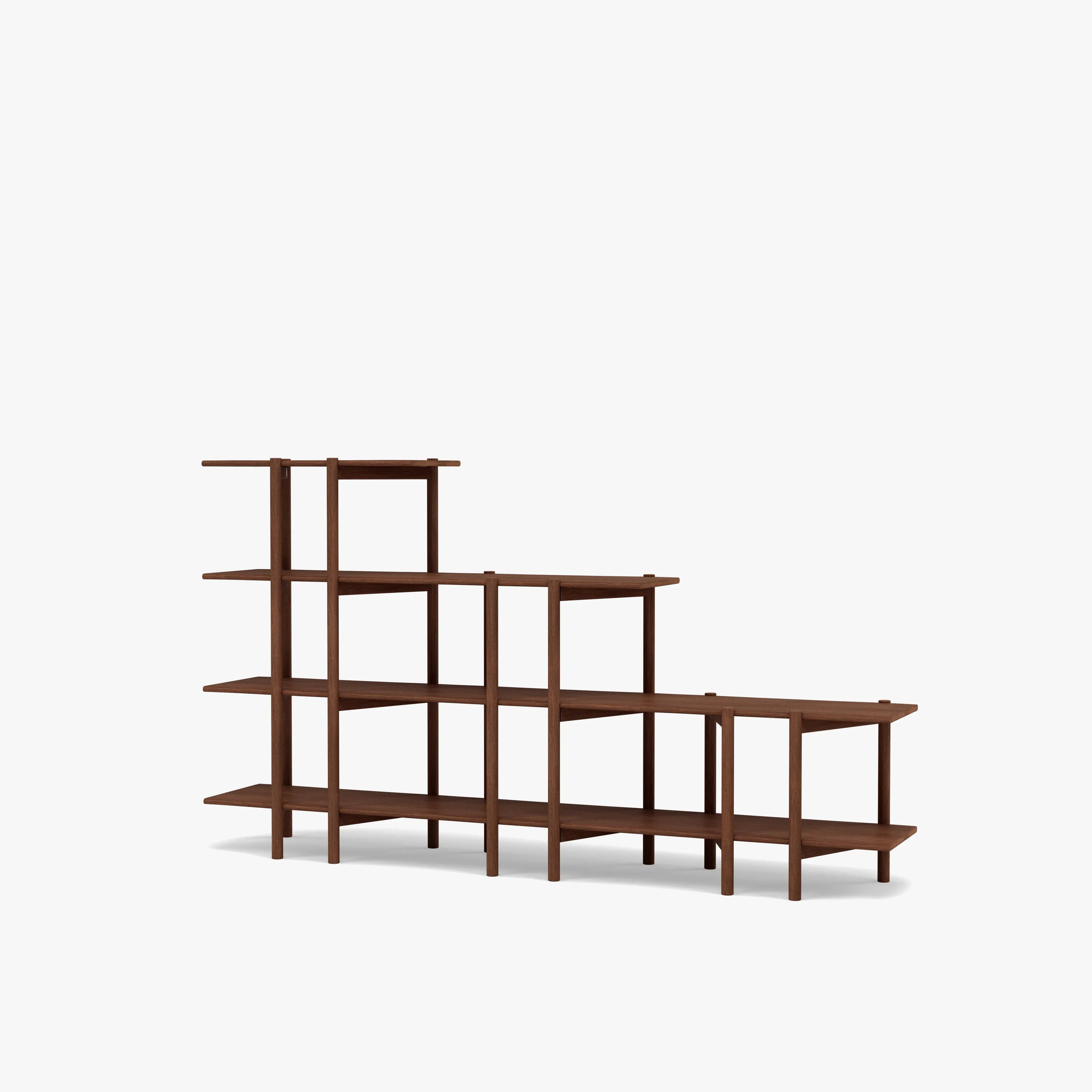 Olivia Modular Shelf Stepped Triple 85" x 14" x 48" Solid American Walnut