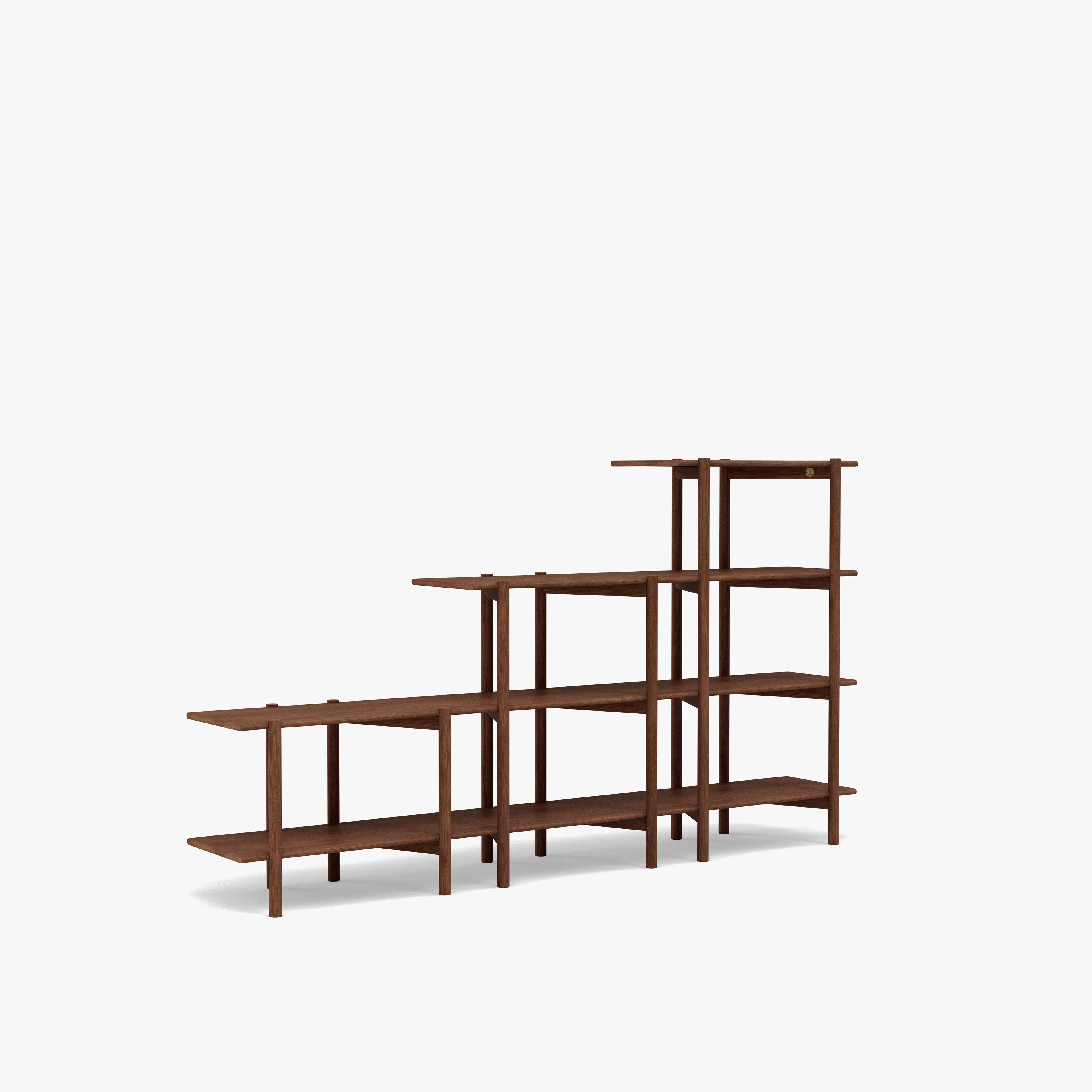 Olivia Modular Shelf Stepped Triple 85" x 14" x 48" Solid American Walnut