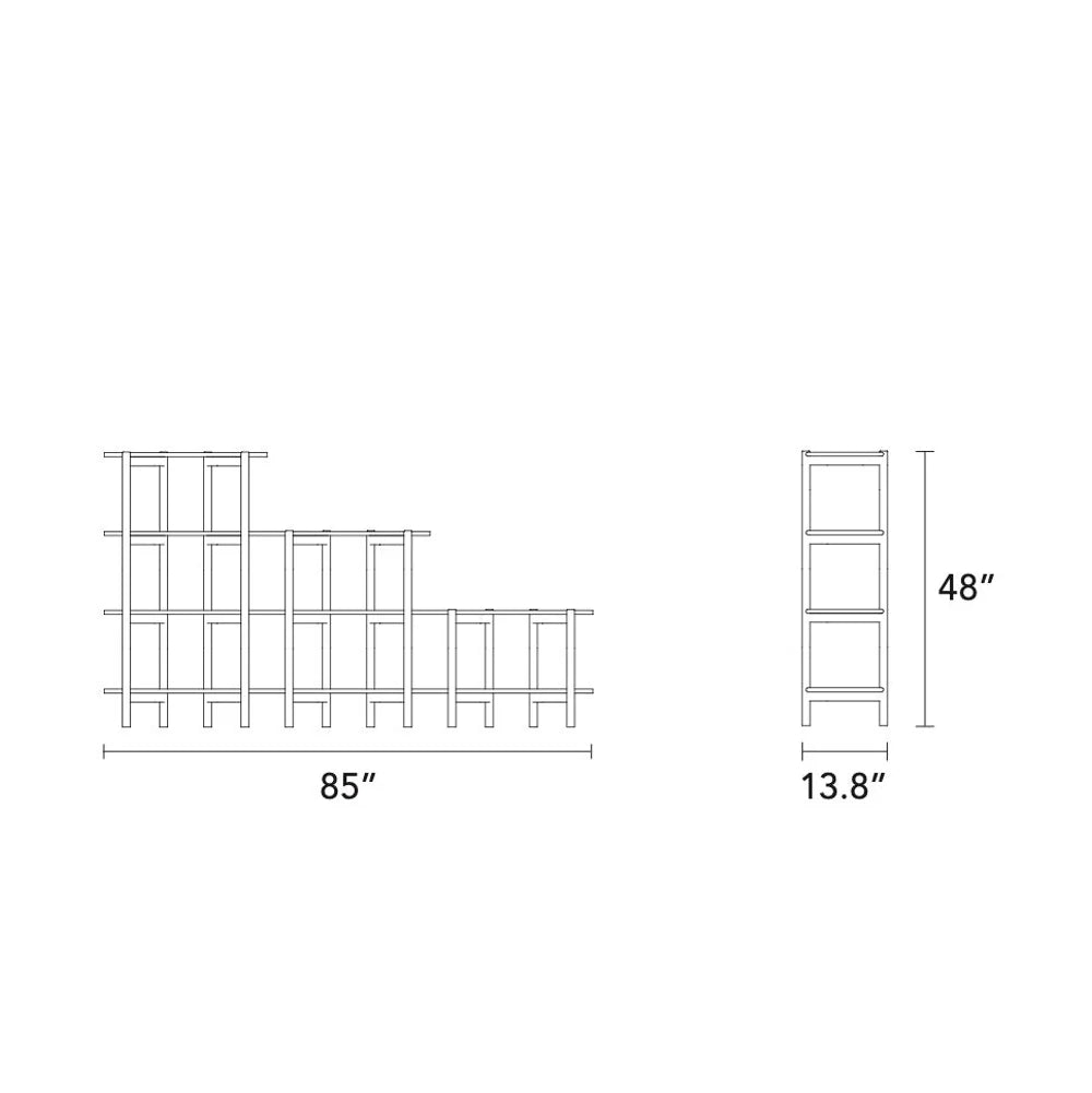 Olivia Modular Shelf Stepped Triple 85" x 14" x 48" Solid American Walnut