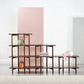 Olivia Modular Shelf Stepped Triple 85" x 14" x 48" Solid American Walnut