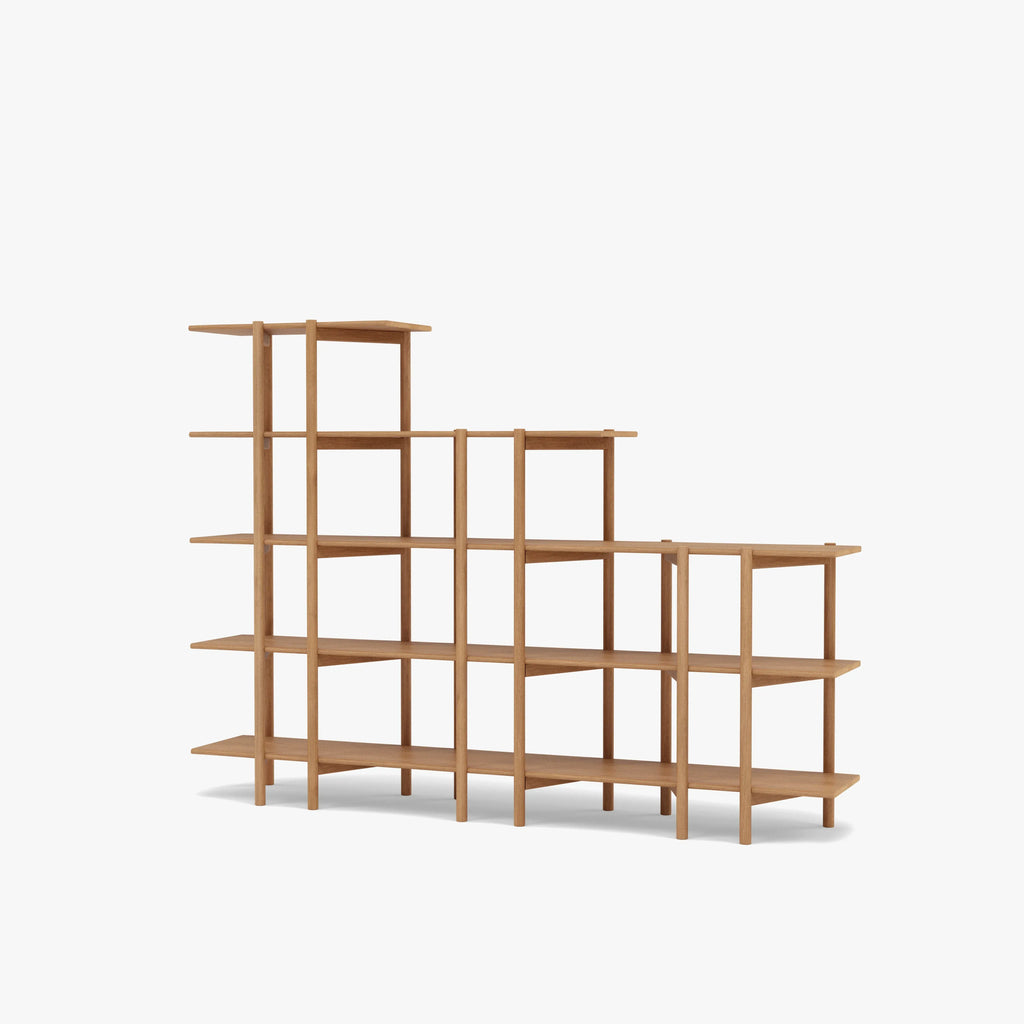 Olivia Modular Shelf Stepped Triple 85" x 14" x 62" Solid American Oak