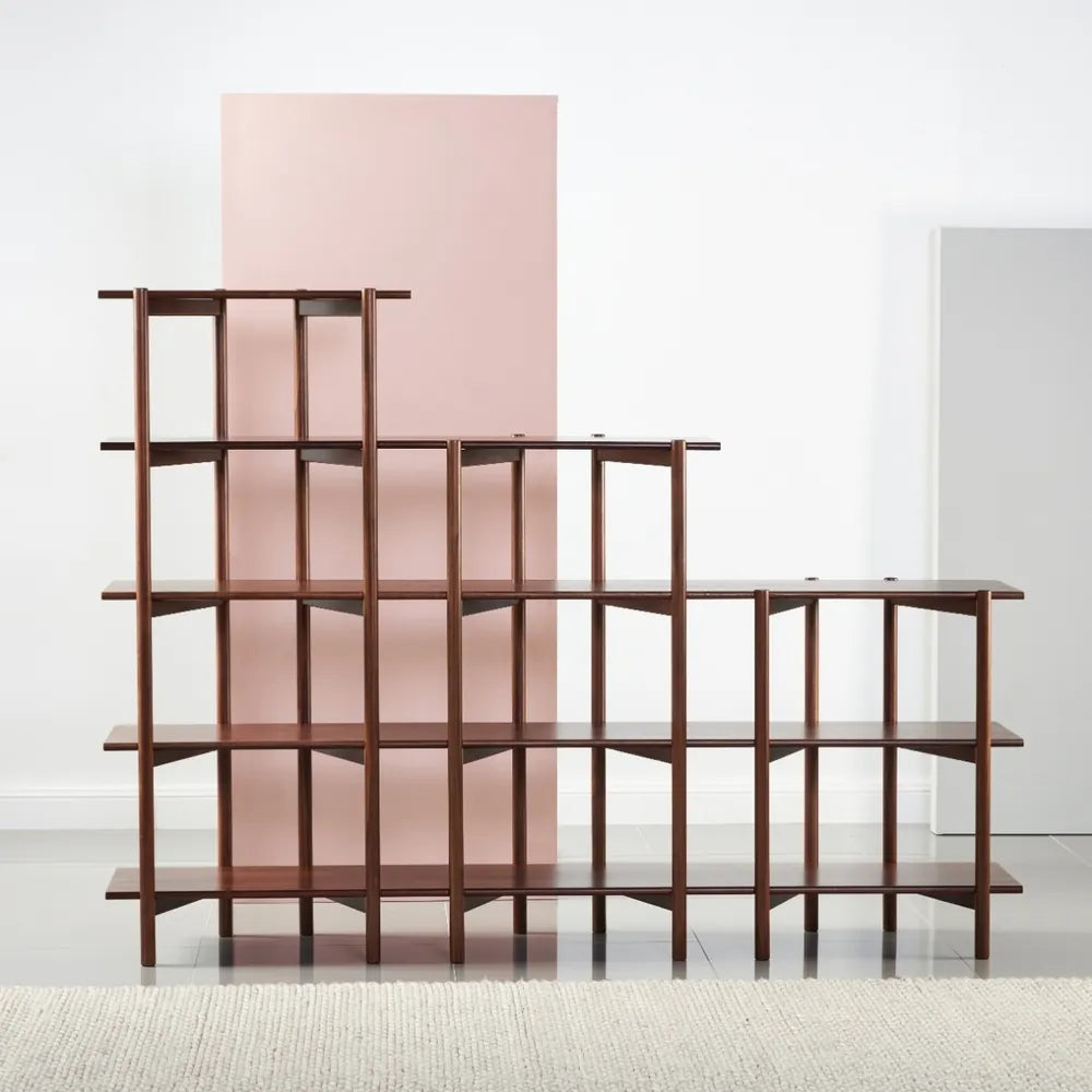 Olivia Modular Shelf Stepped Triple 85" x 14" x 62" Solid American Walnut
