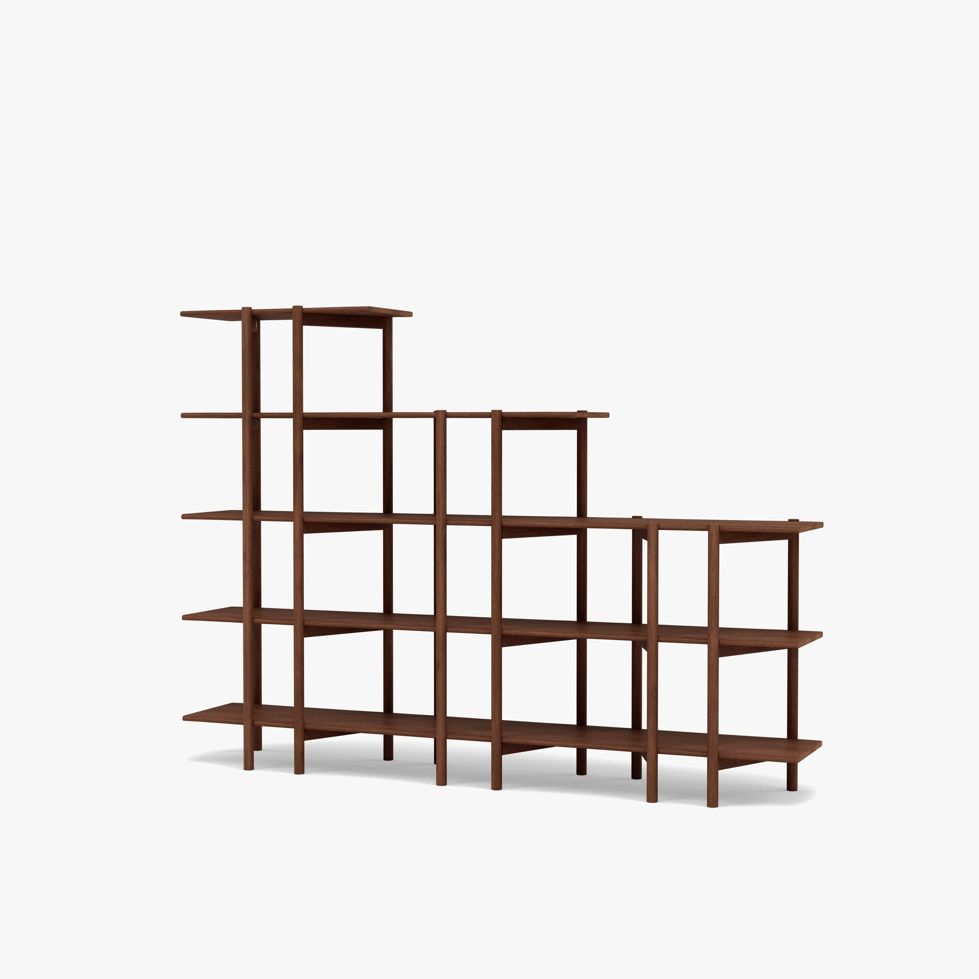 Olivia Modular Shelf Stepped Triple 85" x 14" x 62" Solid American Walnut