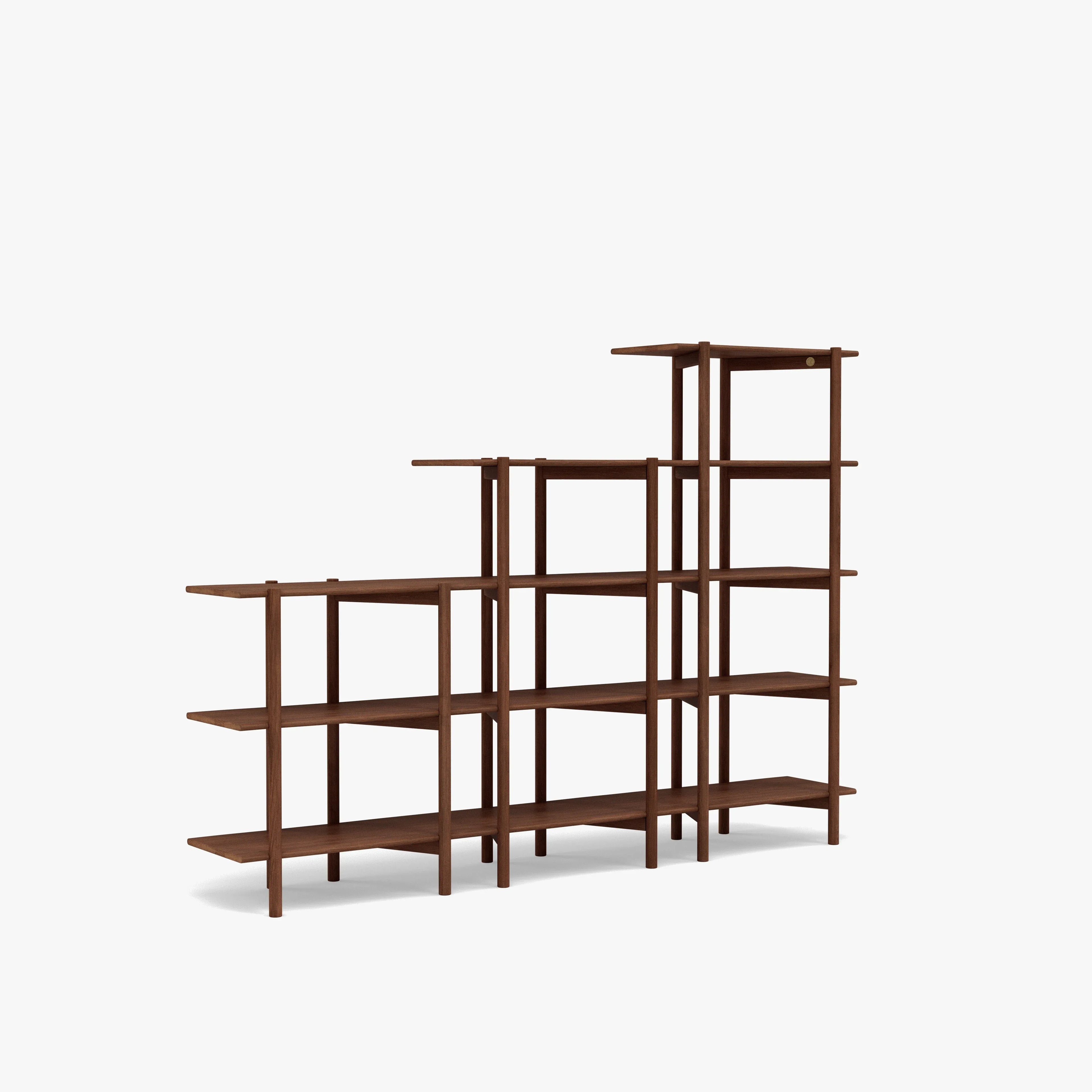 Olivia Modular Shelf Stepped Triple 85" x 14" x 62" Solid American Walnut