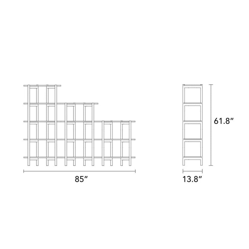 Olivia Modular Shelf Stepped Triple 85" x 14" x 62" Solid American Walnut