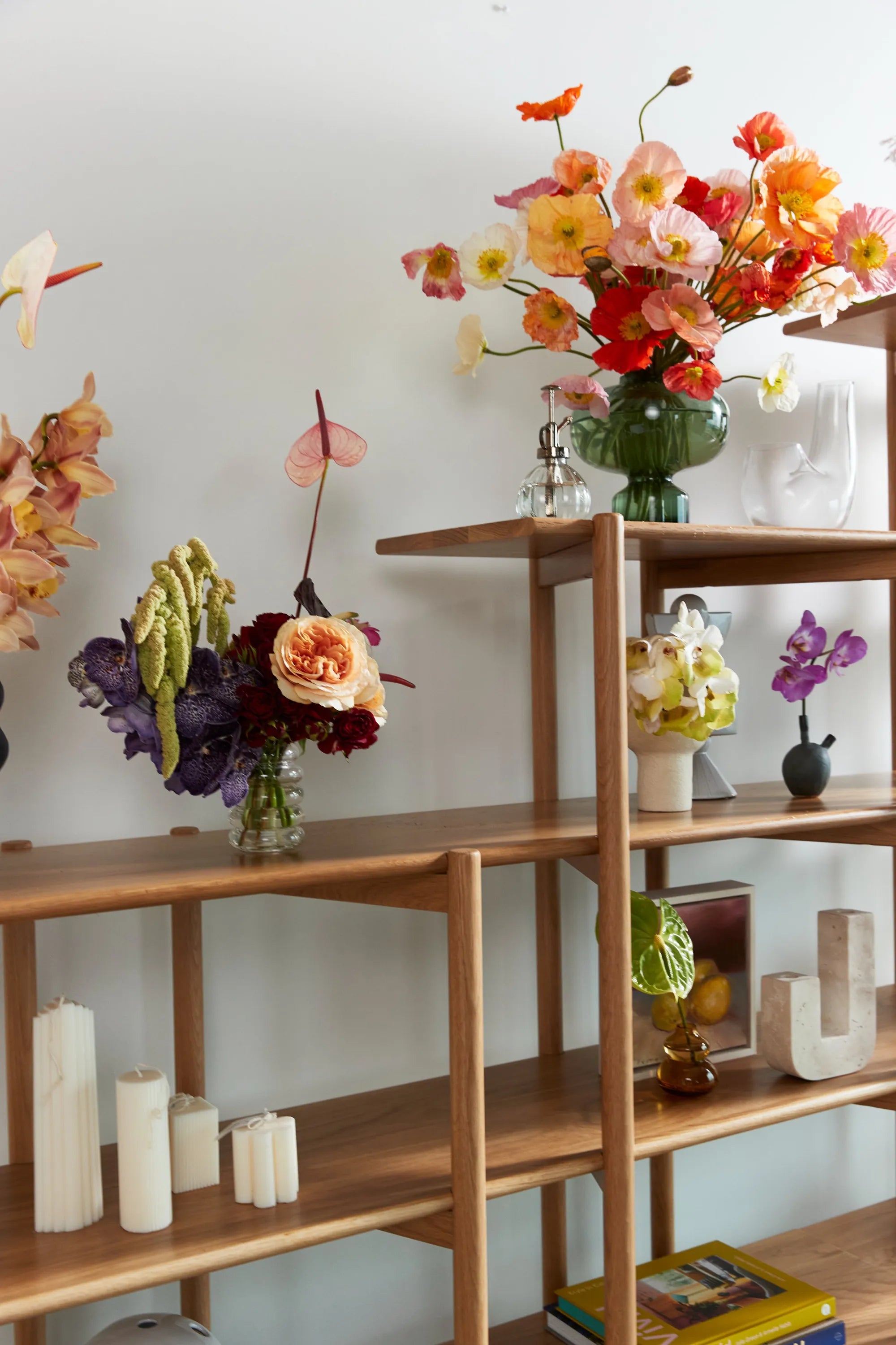 Olivia Modular Shelf Stepped Triple 85" x 14" x 76" Solid American Oak