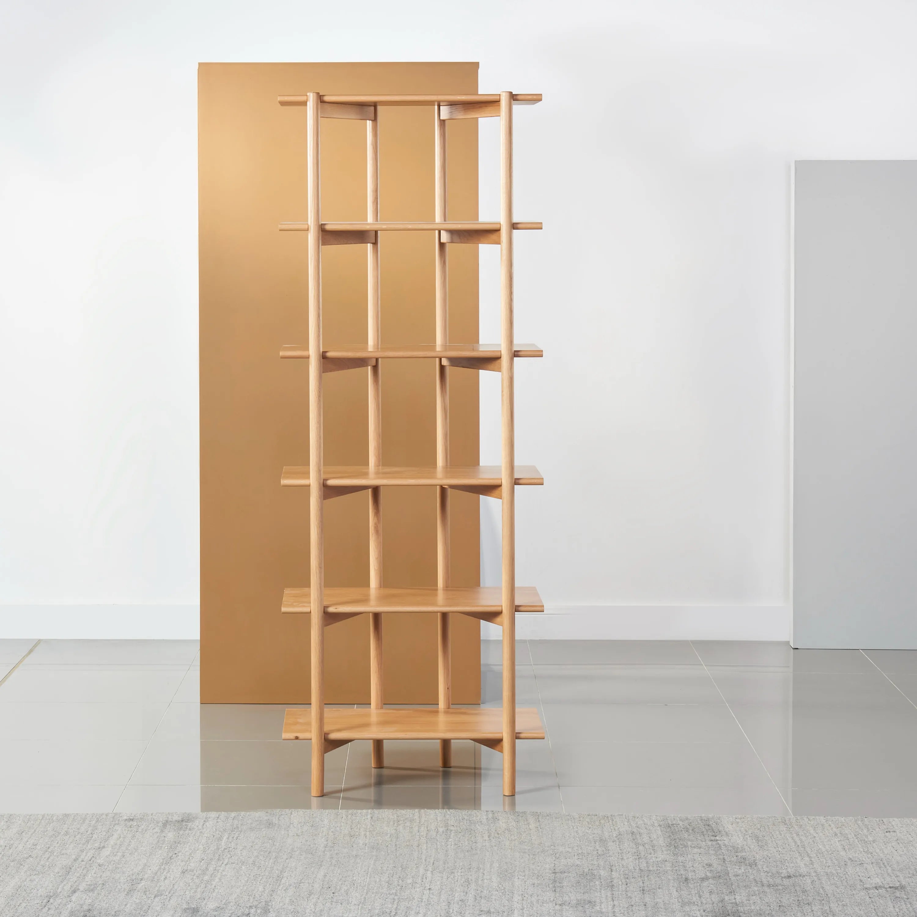 Olivia Modular Shelf Stepped Triple 85" x 14" x 76" Solid American Oak