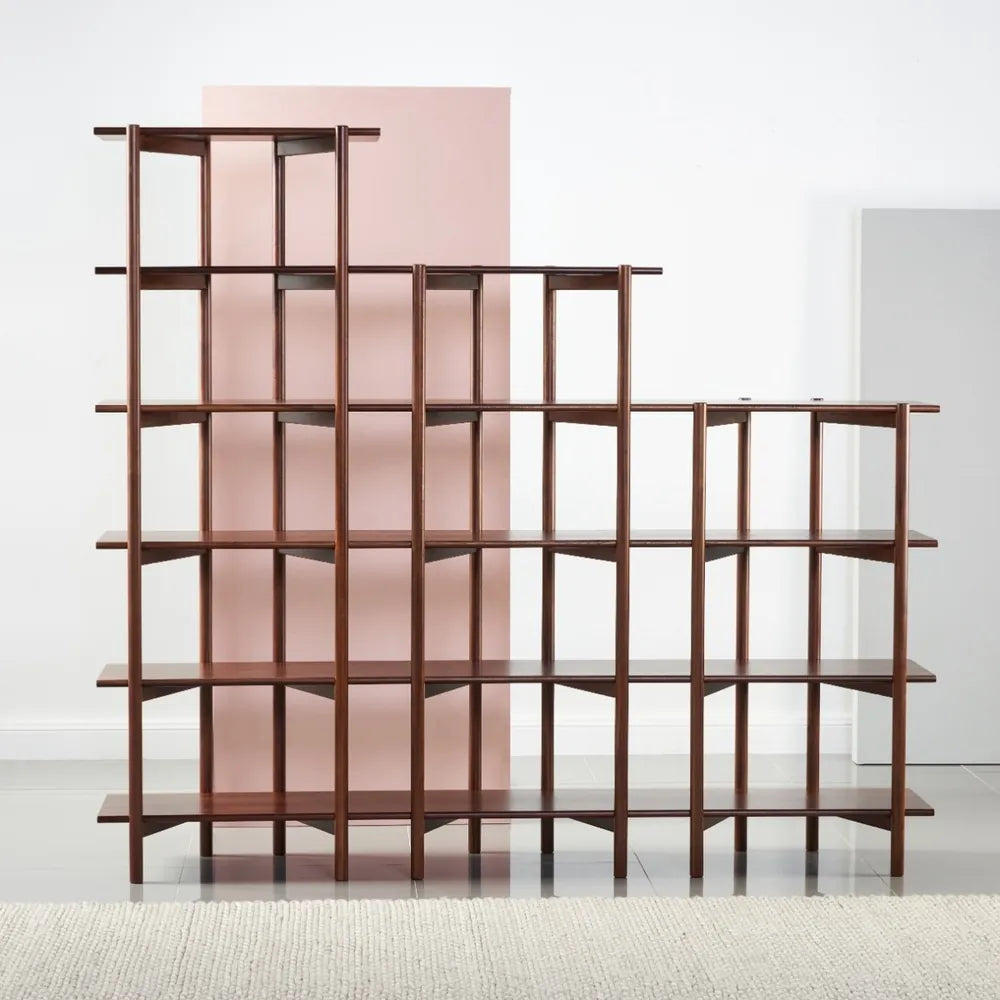 Olivia Modular Shelf Stepped Triple 85" x 14" x 76" Solid American Walnut