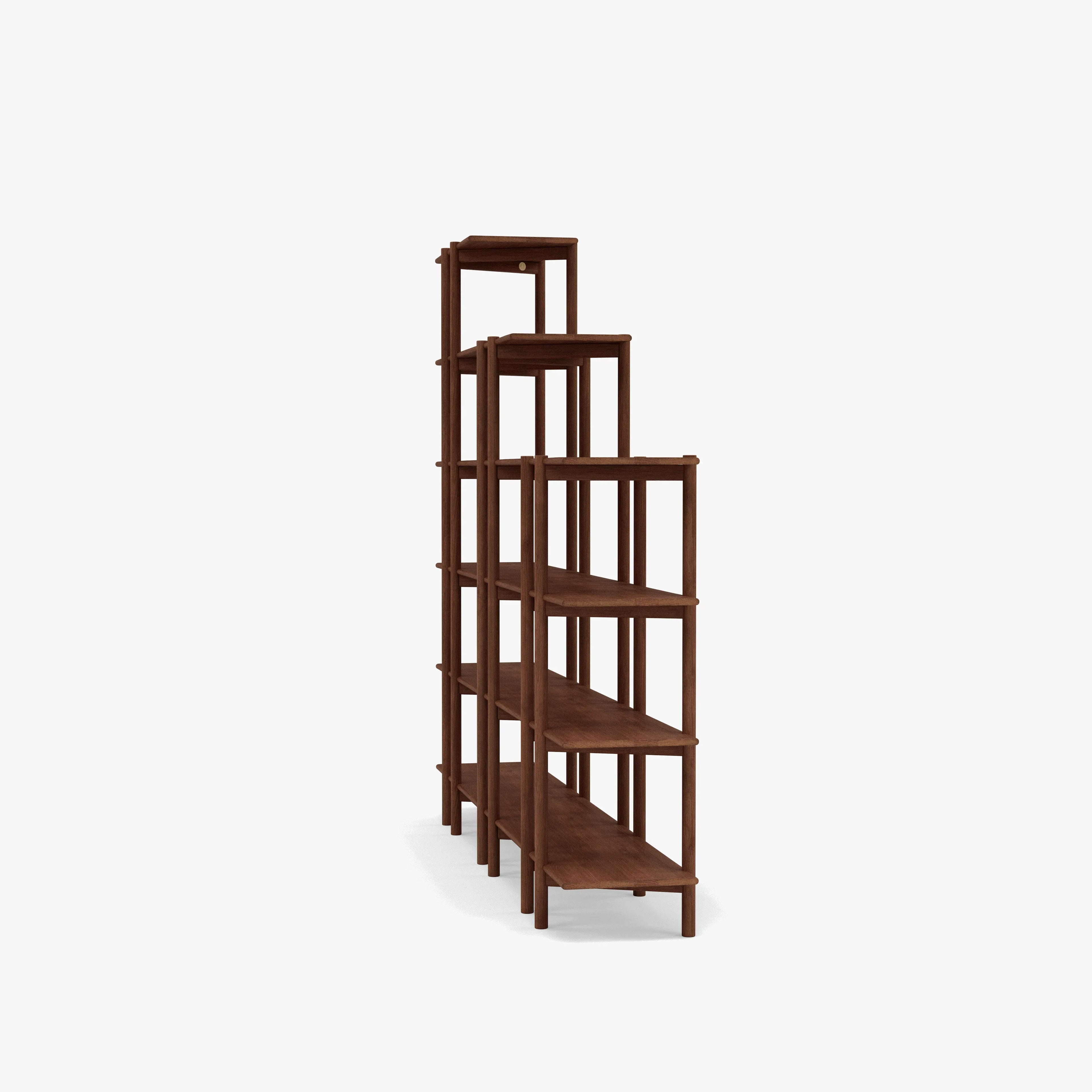 Olivia Modular Shelf Stepped Triple 85" x 14" x 76" Solid American Walnut