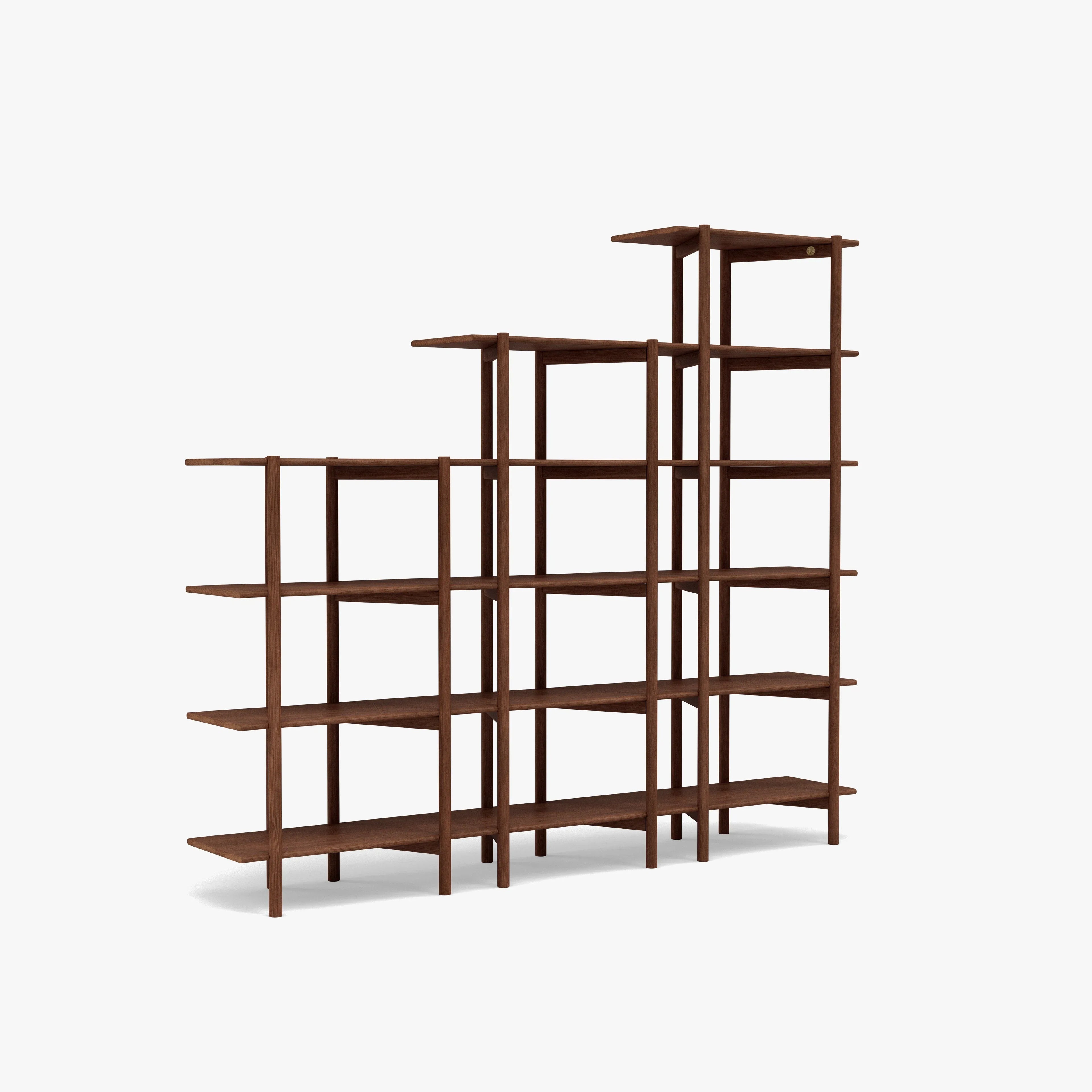 Olivia Modular Shelf Stepped Triple 85" x 14" x 76" Solid American Walnut