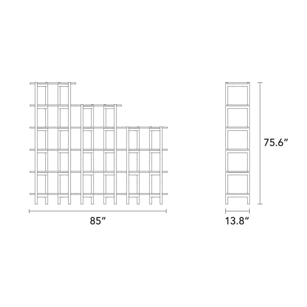 Olivia Modular Shelf Stepped Triple 85" x 14" x 76" Solid American Walnut