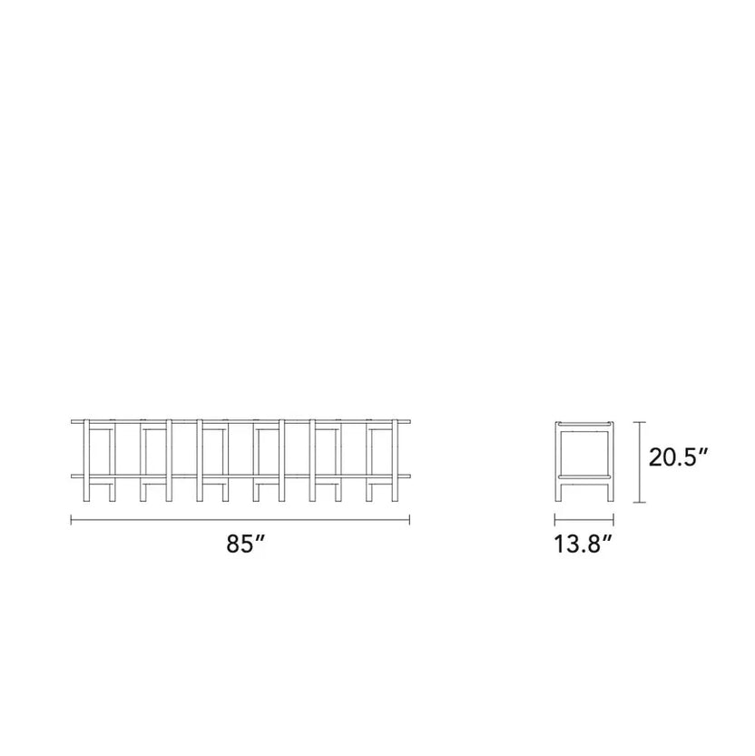 Olivia Modular Shelf Triple 85" x 14" x 21" Solid American Oak
