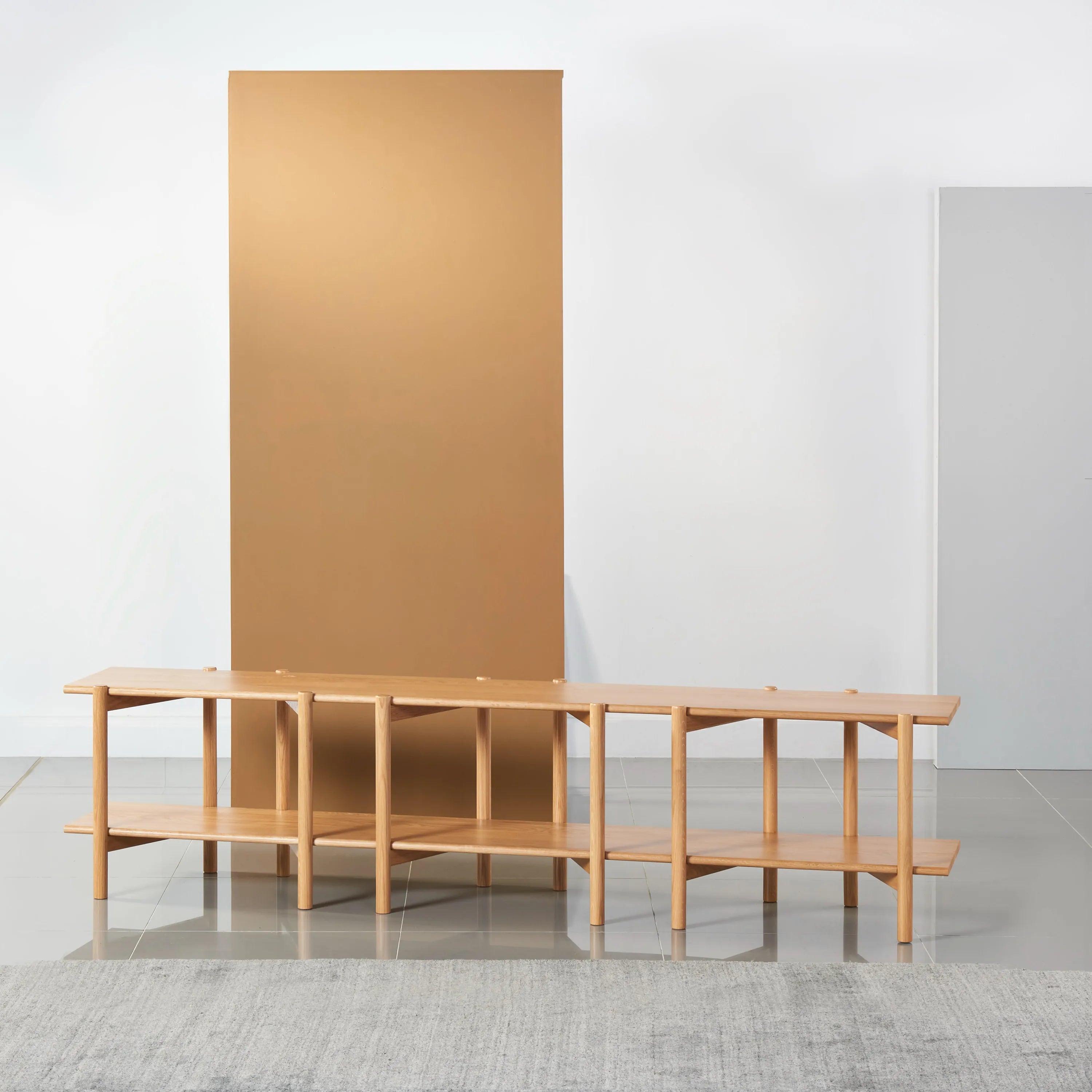 Olivia Modular Shelf Triple 85" x 14" x 21" Solid American Oak