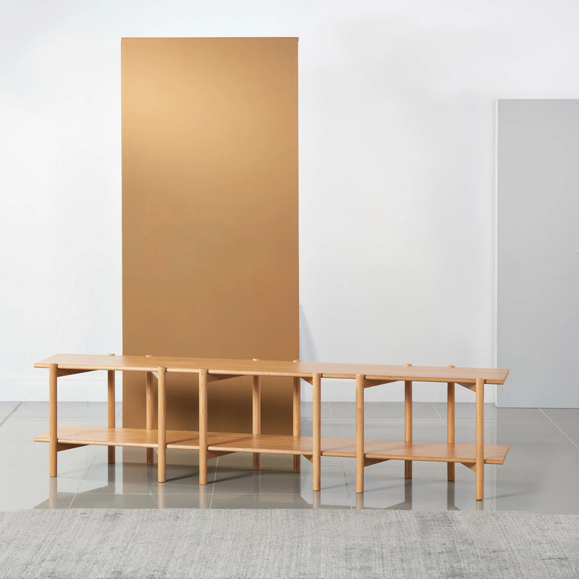 Olivia Modular Shelf Triple 85" x 14" x 21" Solid American Oak