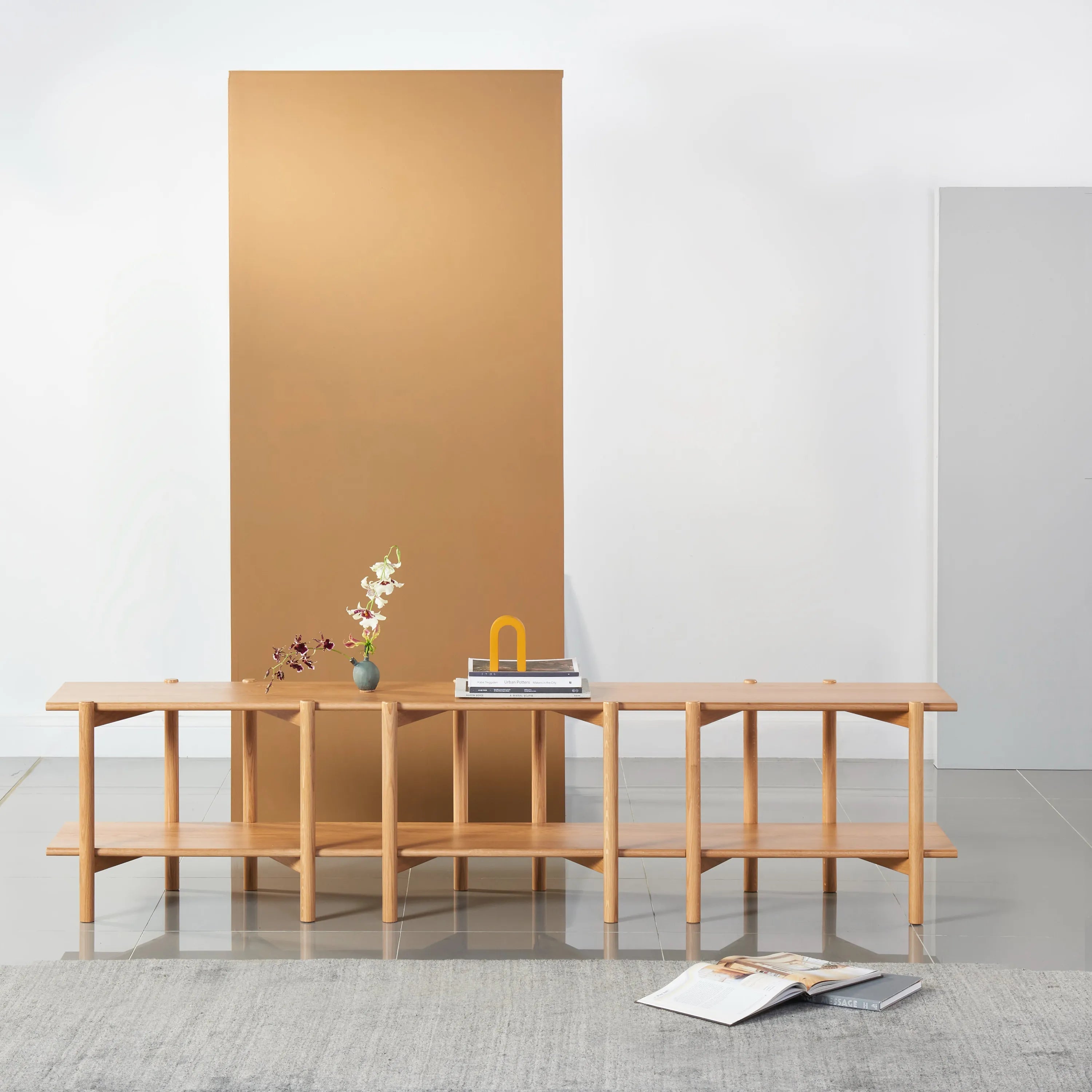 Olivia Modular Shelf Triple 85" x 14" x 21" Solid American Oak