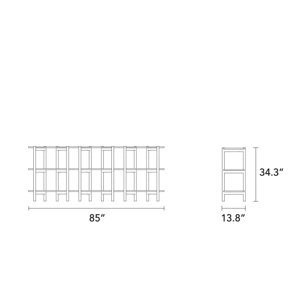 Olivia Modular Shelf Triple 85" x 14" x 34" Solid American Oak