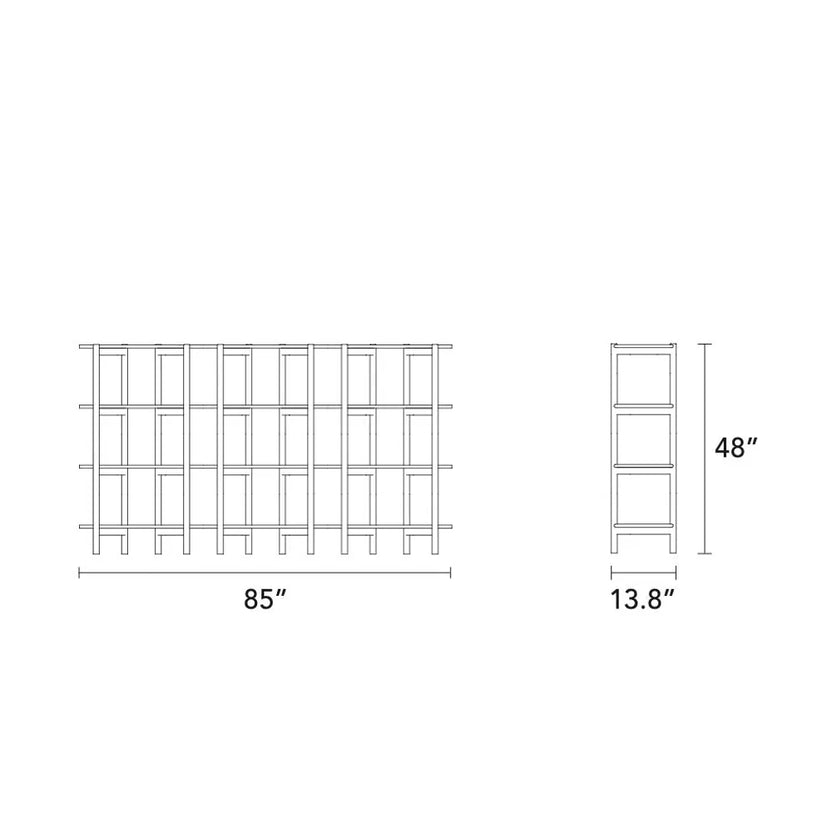 Olivia Modular Shelf Triple 85" x 14" x 48" Solid American Oak