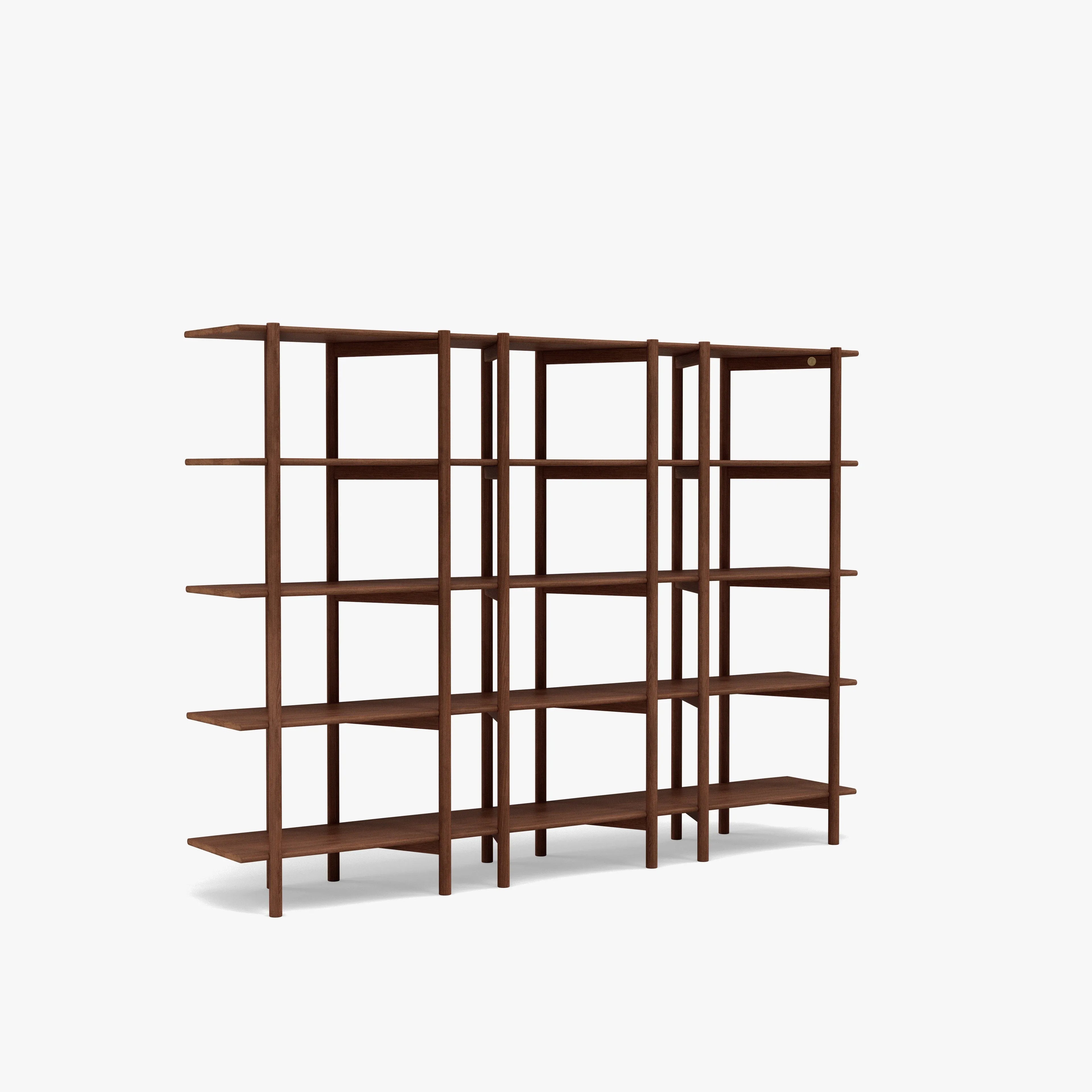 Olivia Modular Shelf Triple 85" x 14" x 62" Solid American Walnut