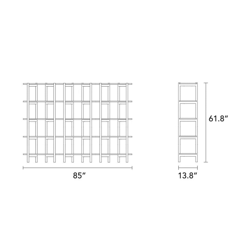 Olivia Modular Shelf Triple 85" x 14" x 62" Solid American Walnut
