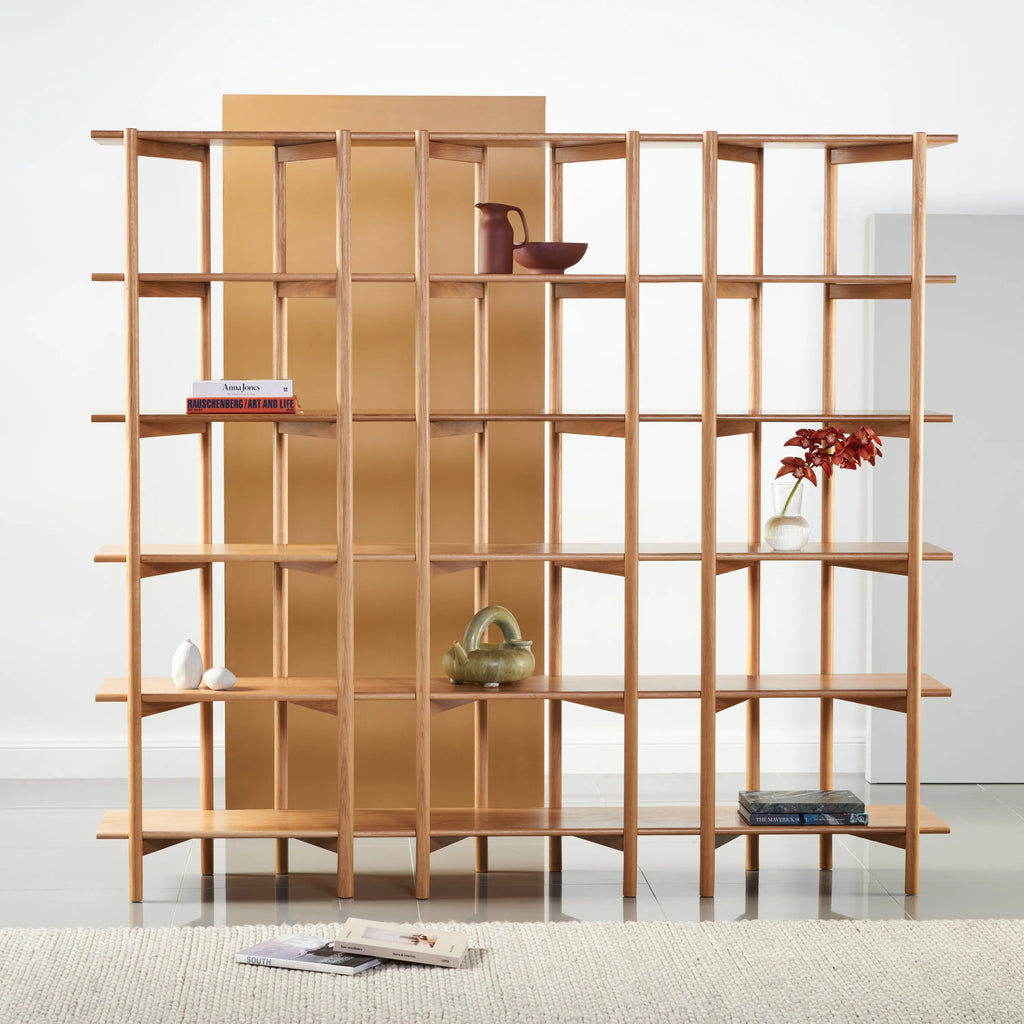 Olivia Modular Shelf Triple 85" x 14" x 76" Solid American Oak