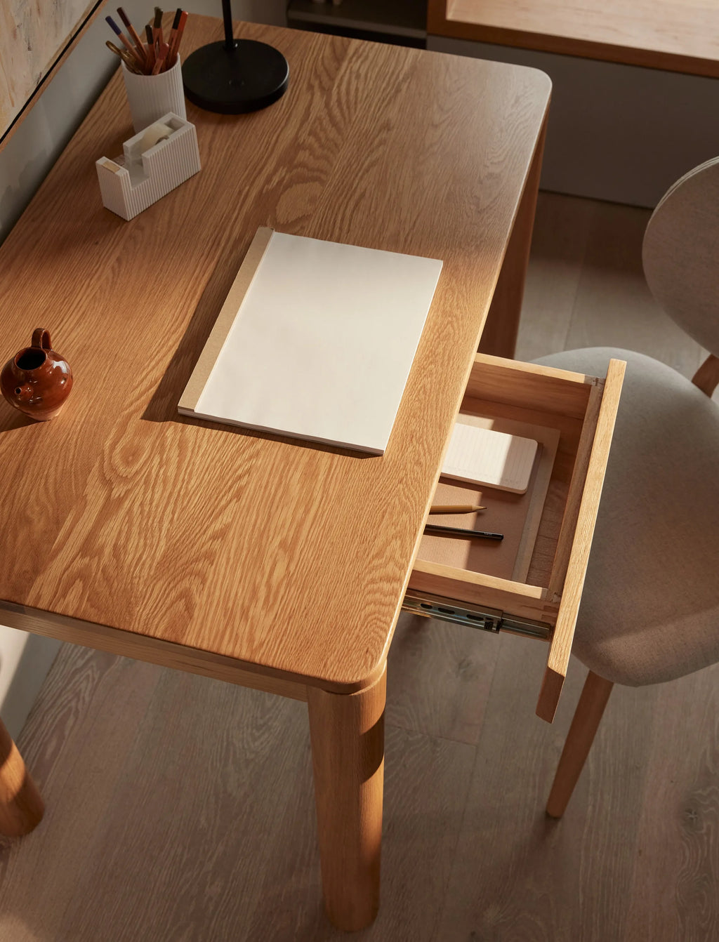 Olivia Office Desk Solid American Oak