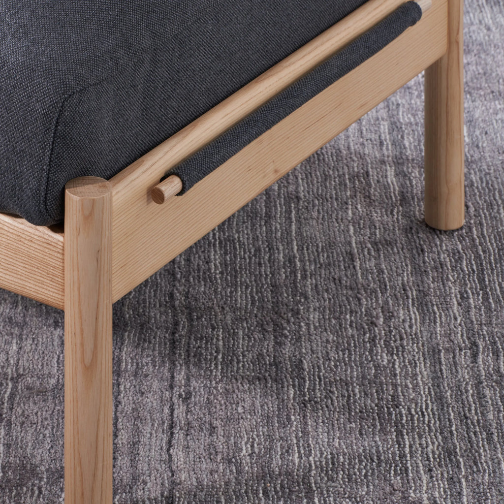 Olivia Ottoman Granite Gray Fabric Solid American Oak