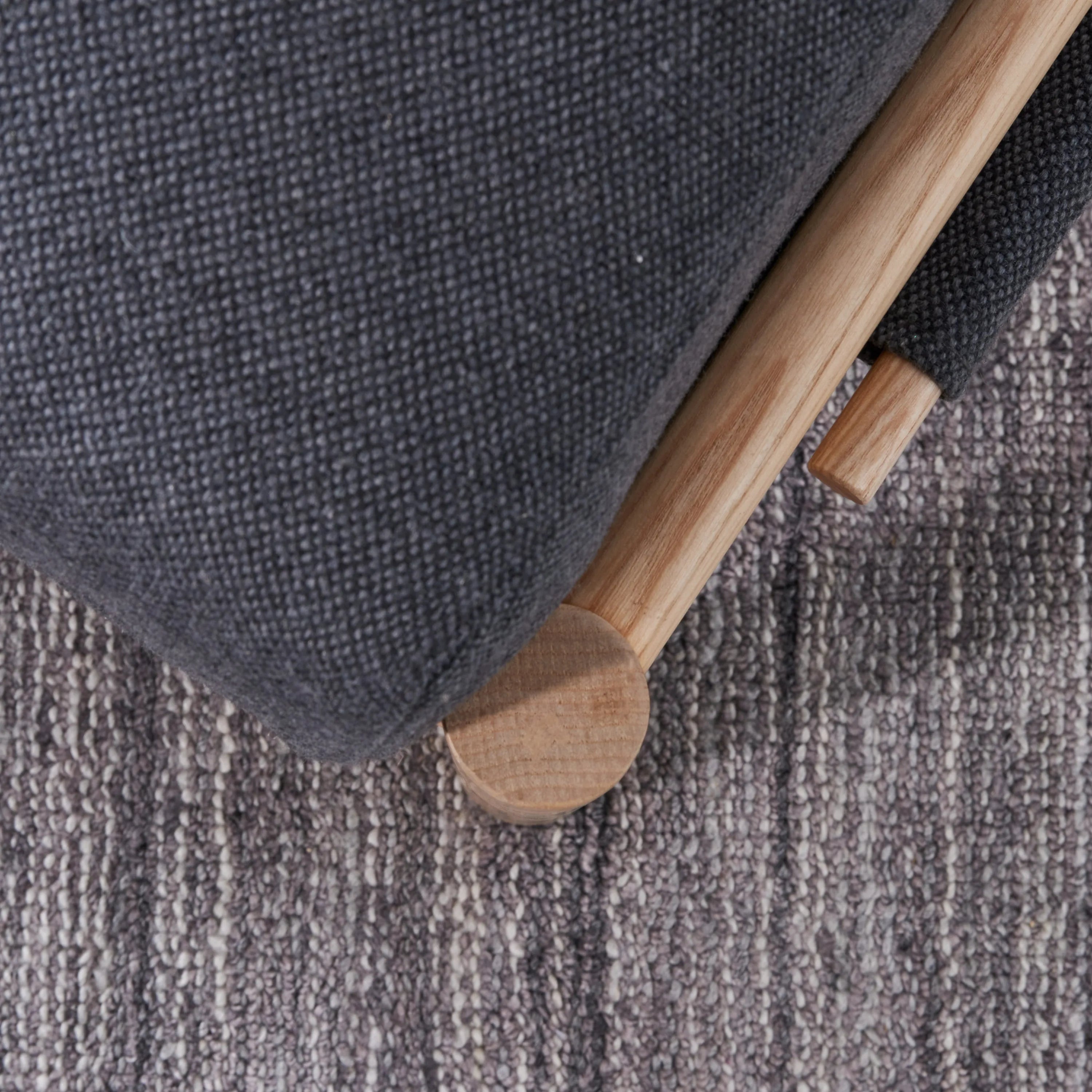 Olivia Ottoman Granite Gray Fabric Solid American Oak