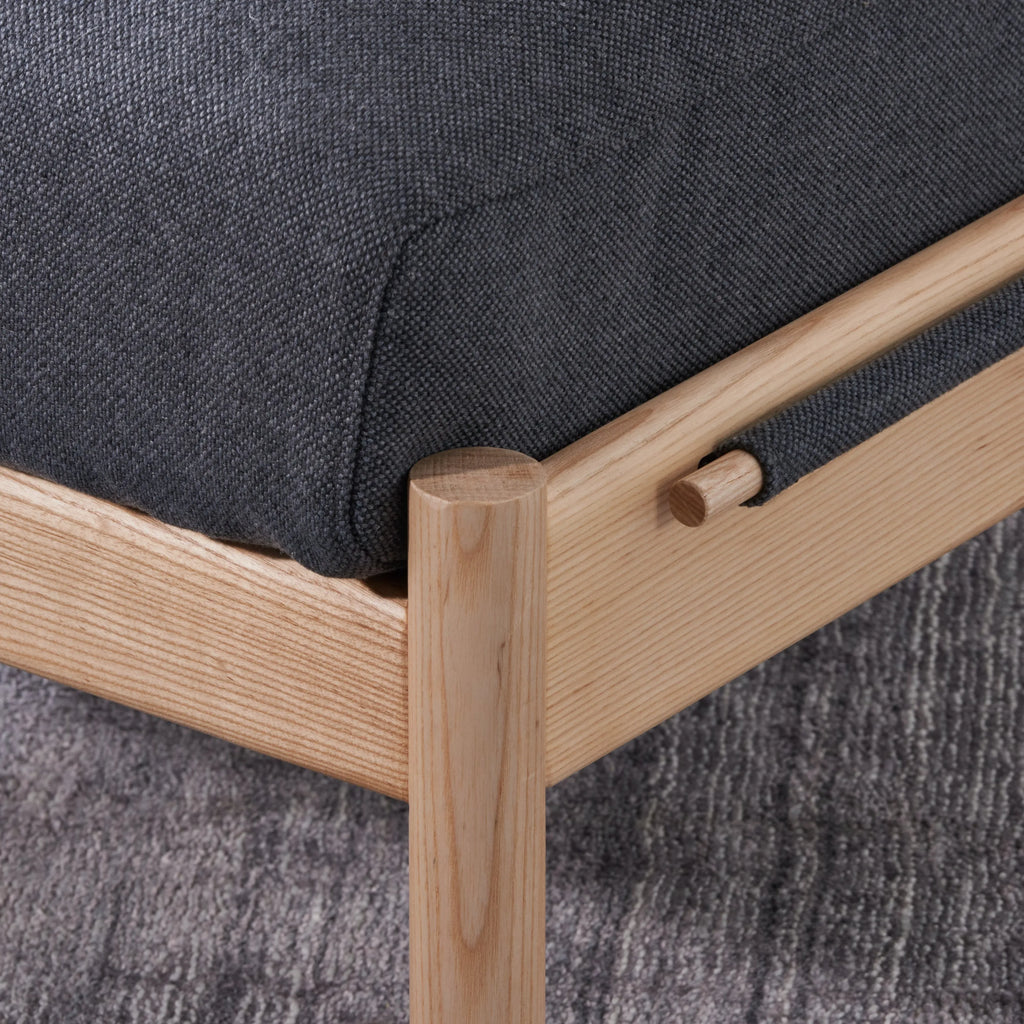 Olivia Ottoman Granite Gray Fabric Solid American Oak