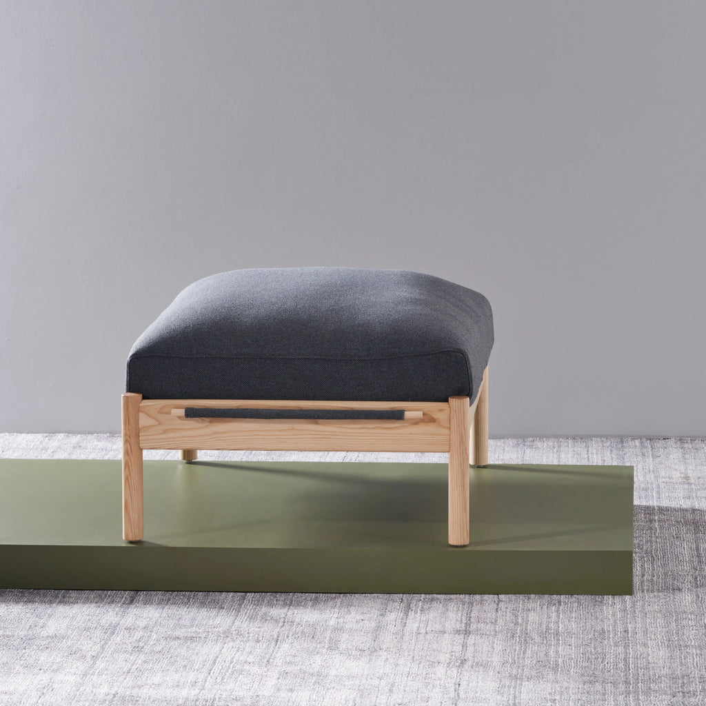 Olivia Ottoman Granite Gray Fabric Solid American Oak
