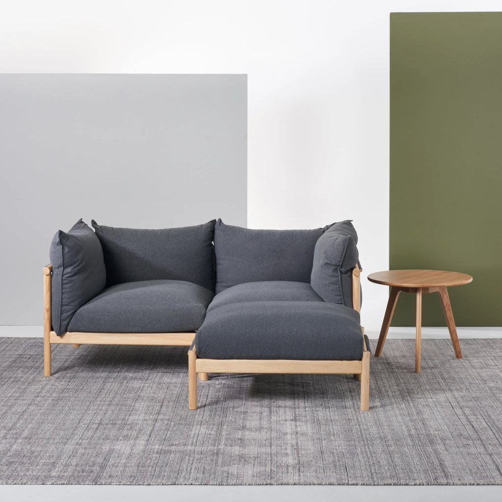 Olivia Ottoman Granite Gray Fabric Solid American Oak