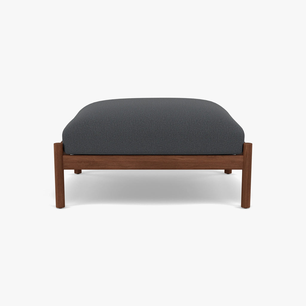 Olivia Ottoman Granite Gray Fabric Solid American Walnut