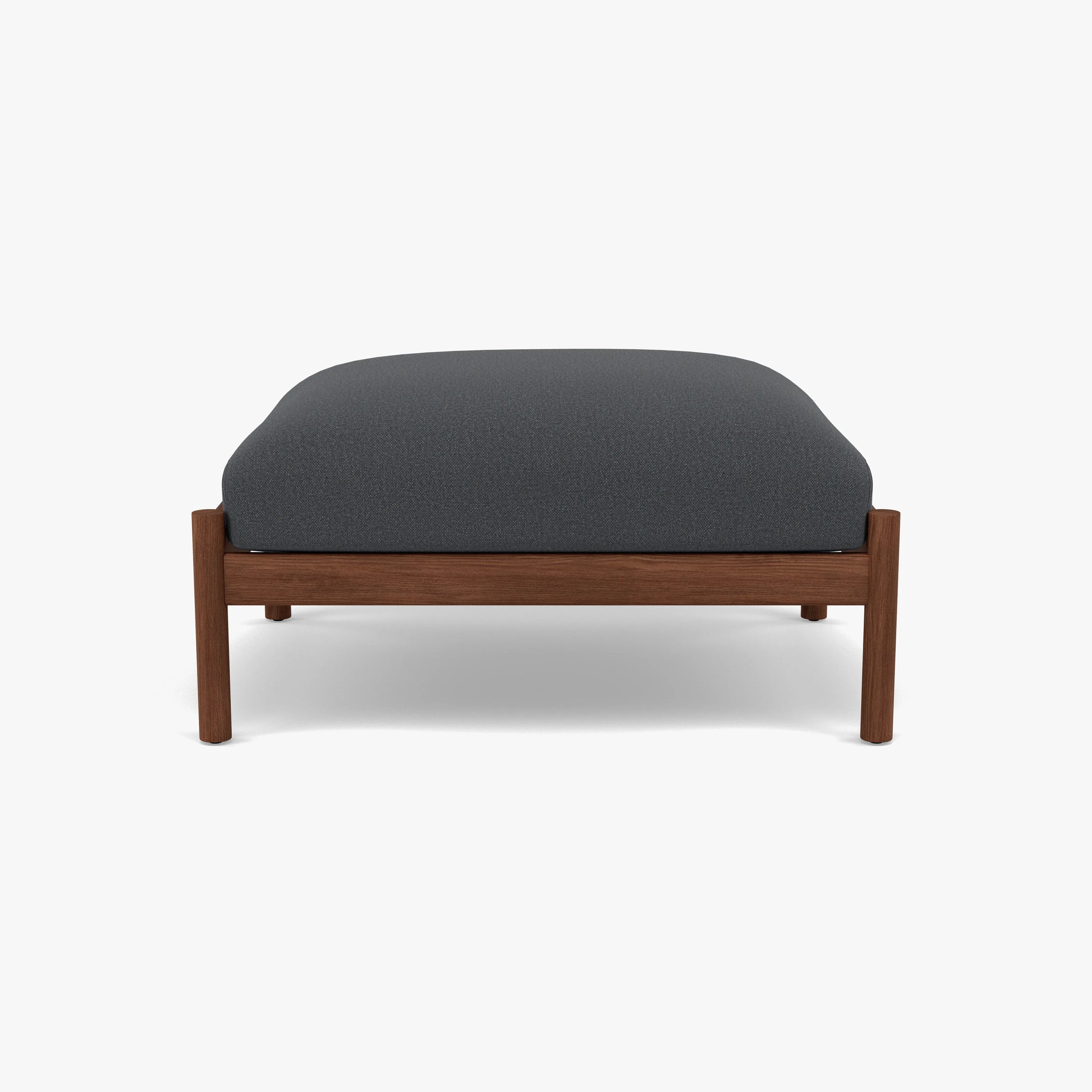 Olivia Ottoman Granite Gray Fabric Solid American Walnut