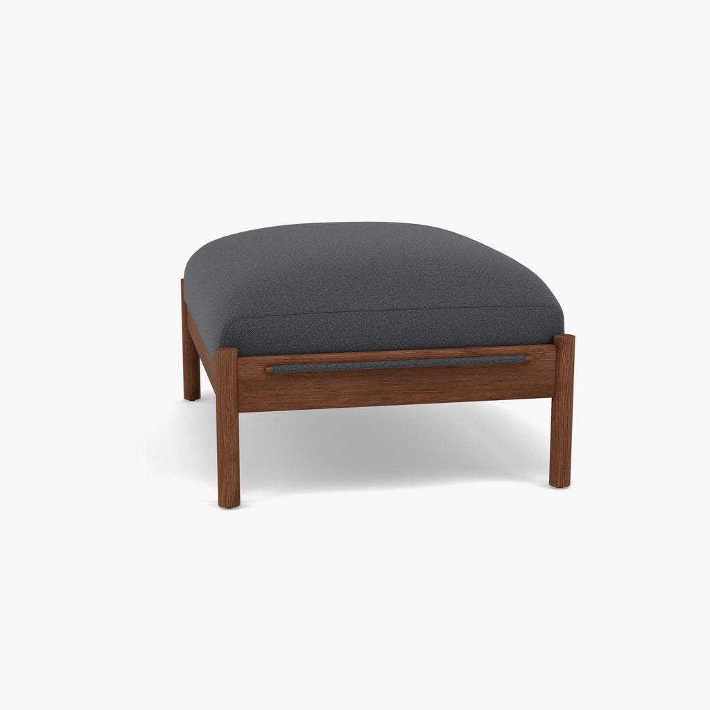 Olivia Ottoman Granite Gray Fabric Solid American Walnut