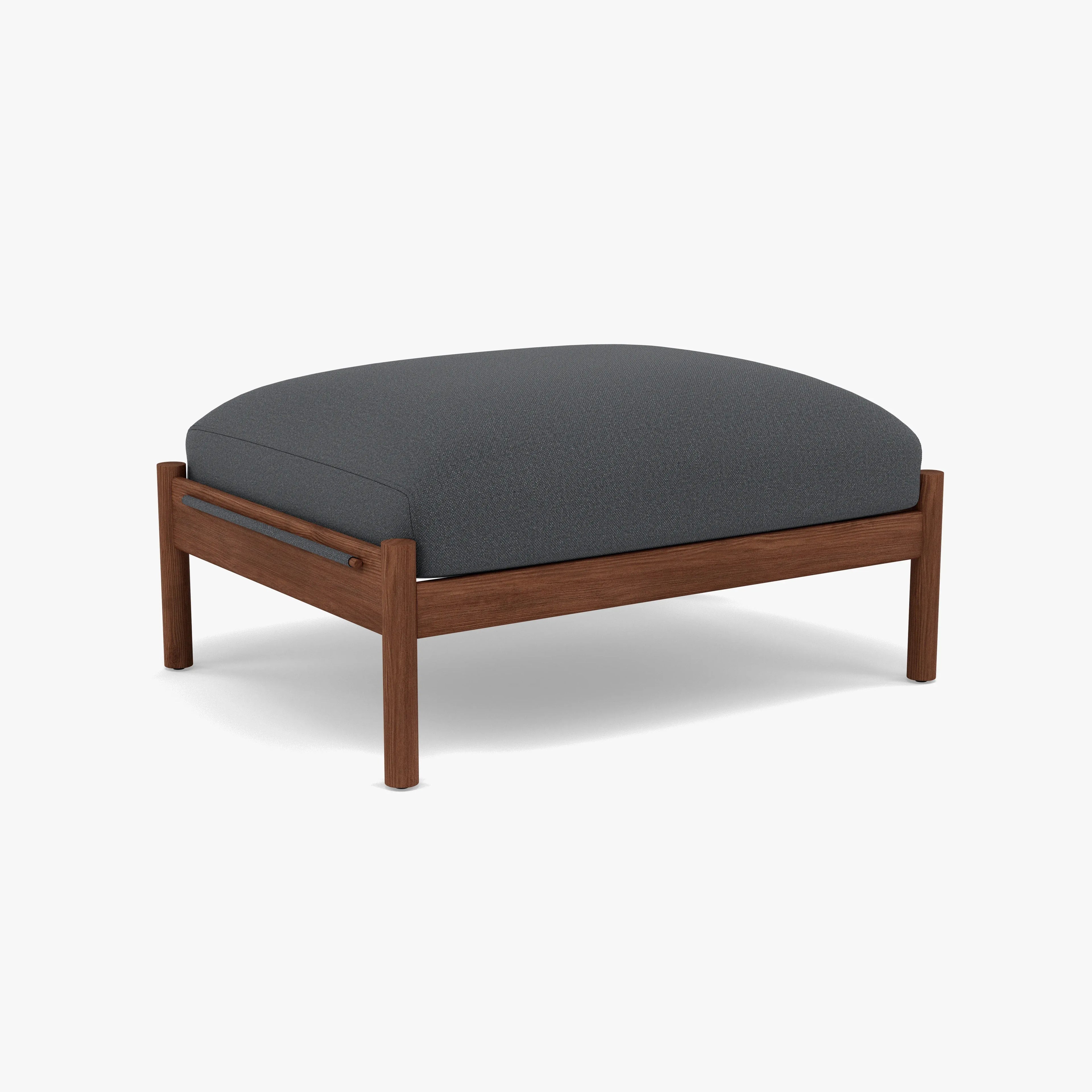 Olivia Ottoman Granite Gray Fabric Solid American Walnut