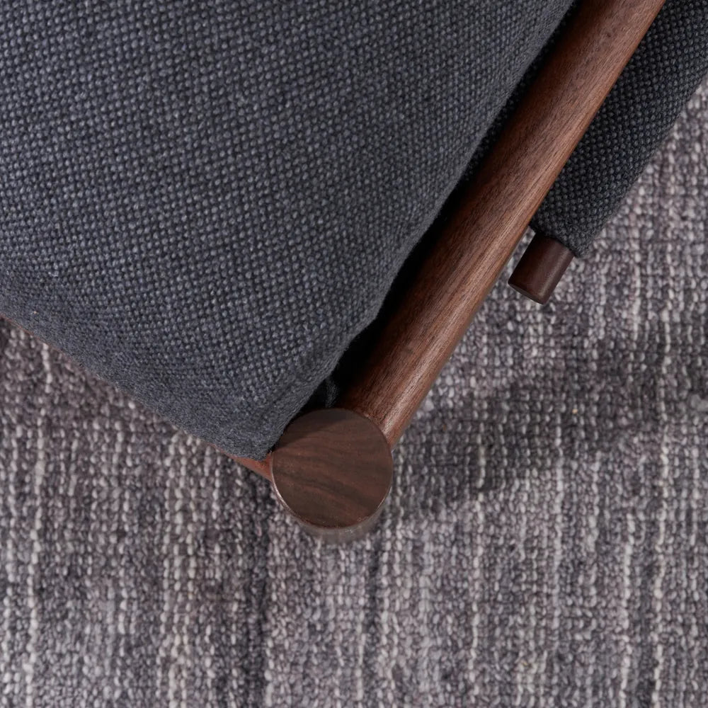 Olivia Ottoman Granite Gray Fabric Solid American Walnut