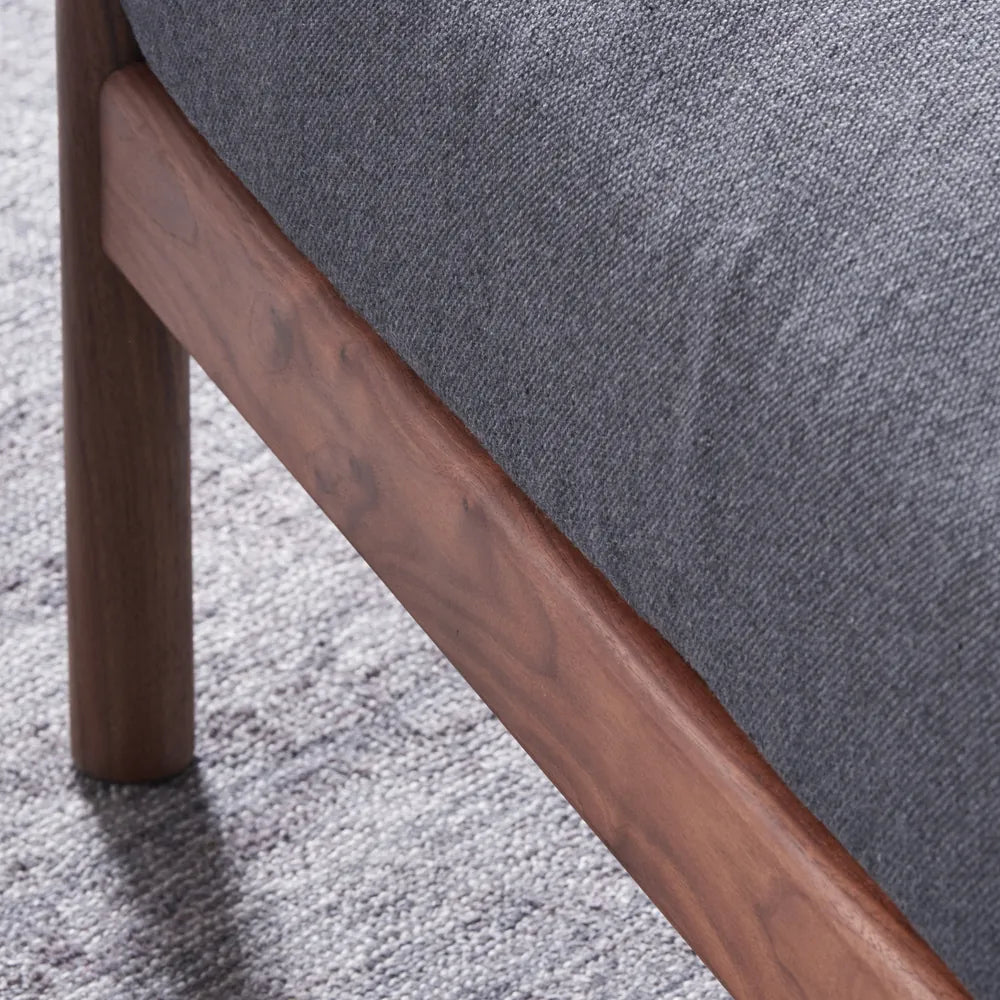 Olivia Ottoman Granite Gray Fabric Solid American Walnut