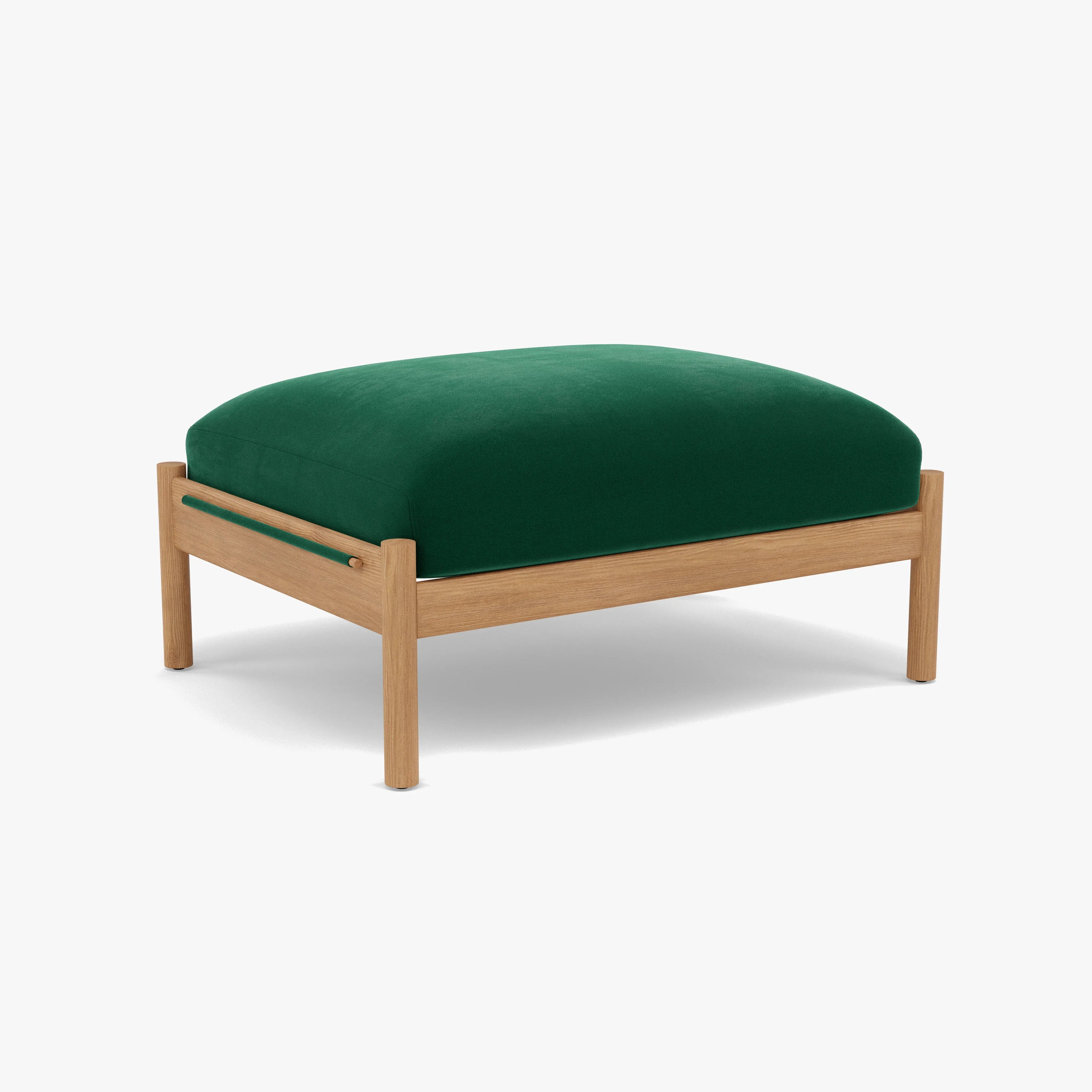 Olivia Ottoman Racing Green Velvet Solid American Oak