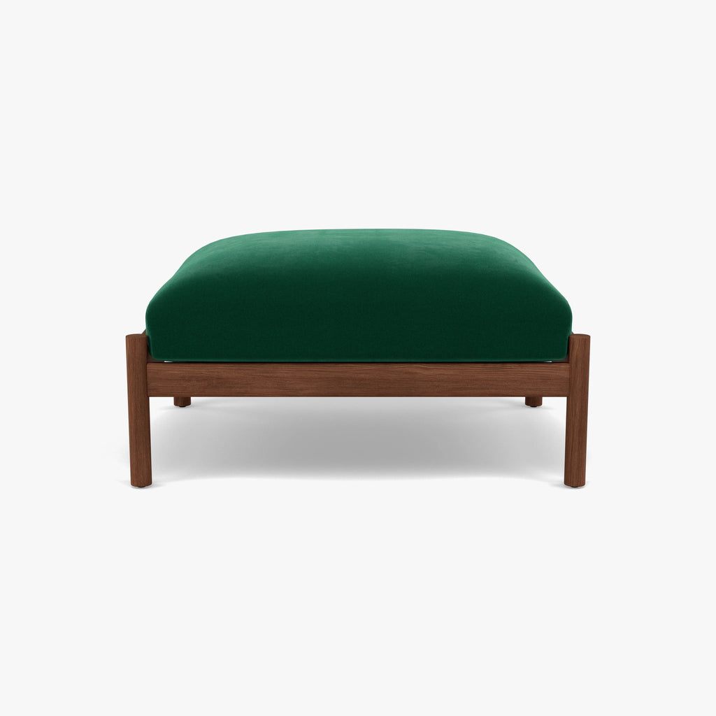 Olivia Ottoman Racing Green Velvet Solid American Walnut