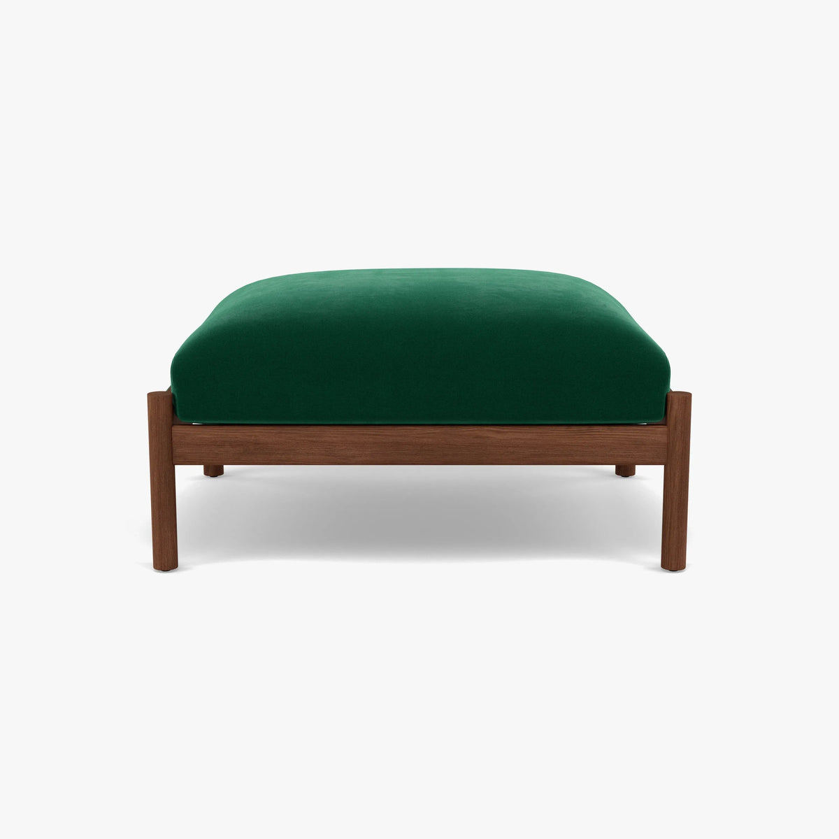Olivia Ottoman Racing Green Velvet Solid American Walnut