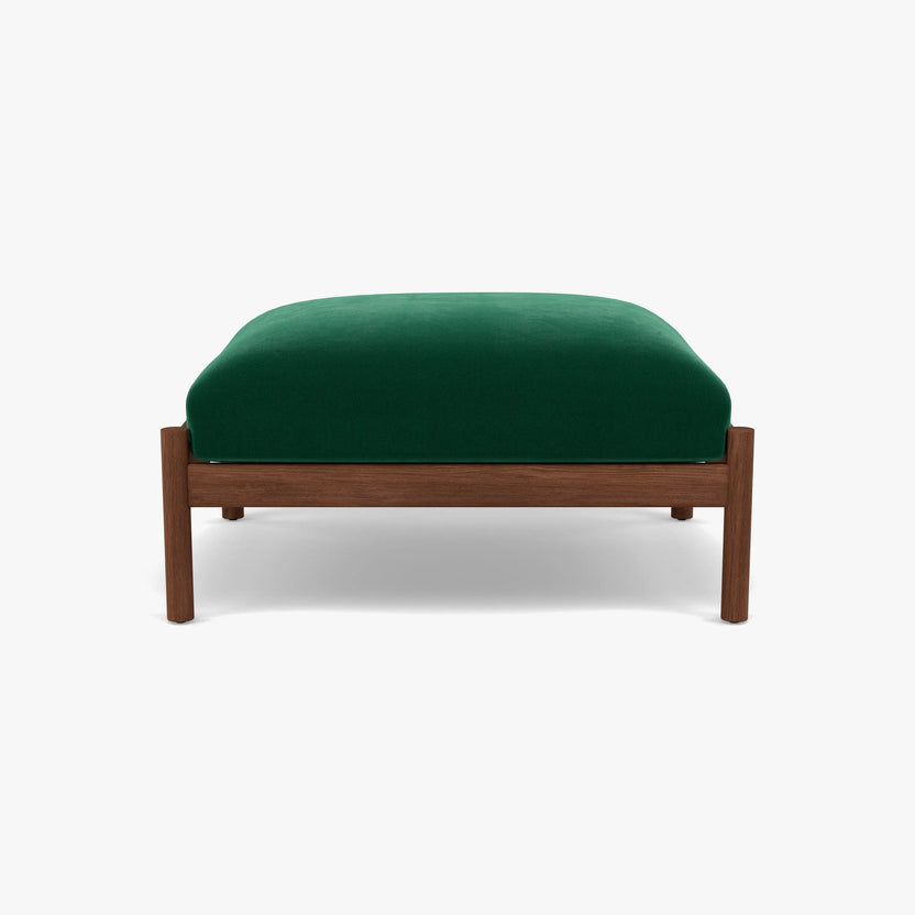 Olivia Ottoman Racing Green Velvet Solid American Walnut
