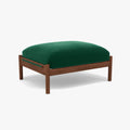 Olivia Ottoman Racing Green Velvet Solid American Walnut