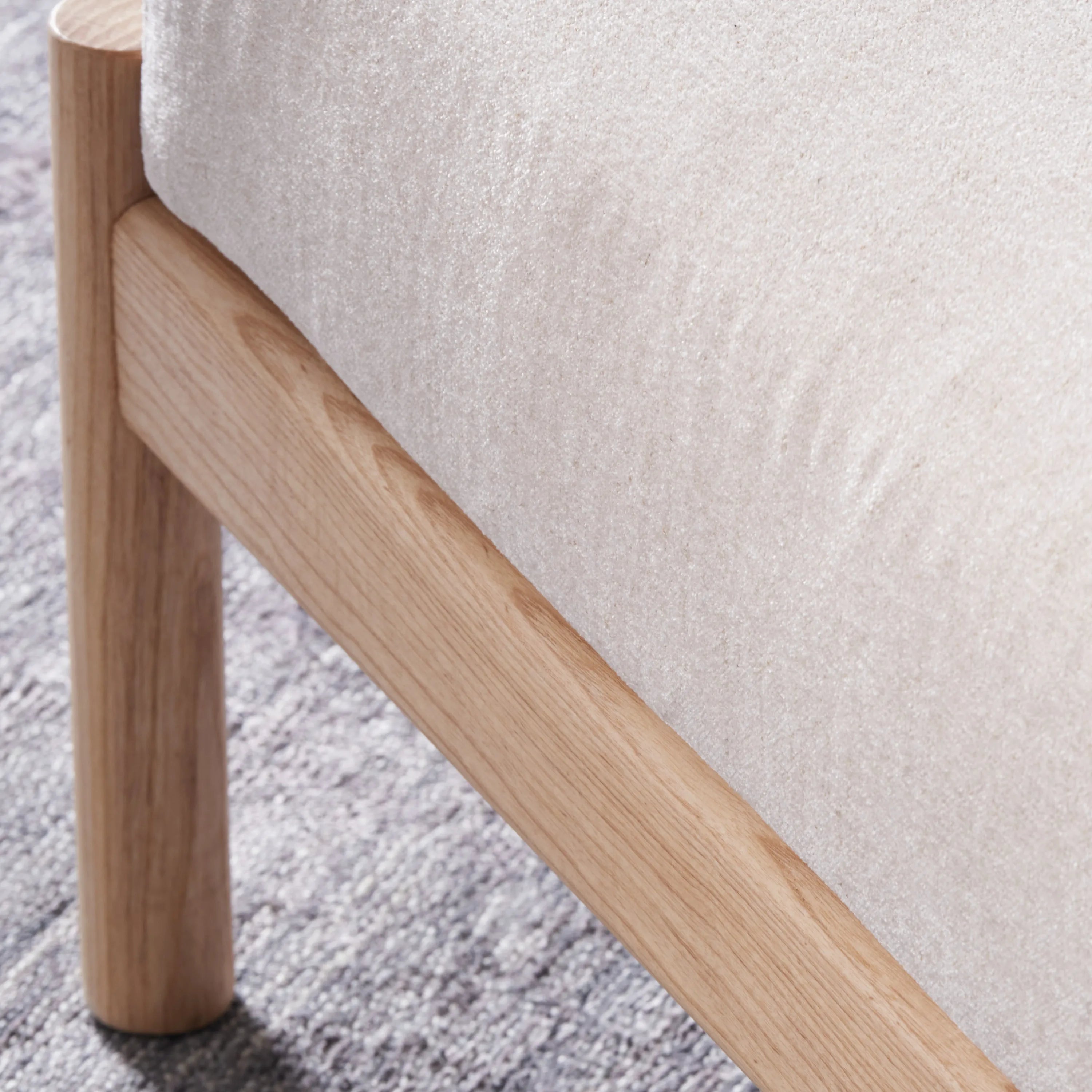 Olivia Ottoman Sand Beige Velvet Solid American Oak