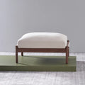 Olivia Ottoman Sand Beige Velvet Solid American Walnut