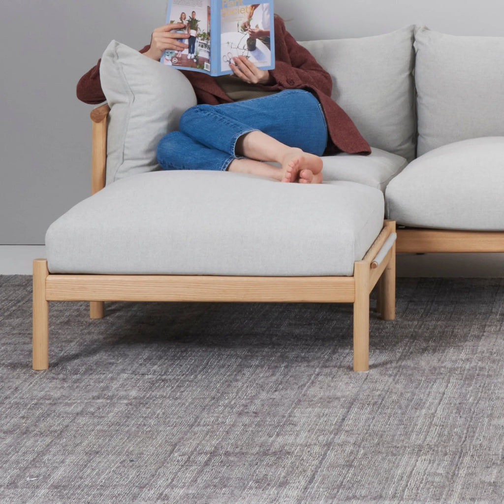 Olivia Ottoman Soft Gray Fabric Solid American Oak