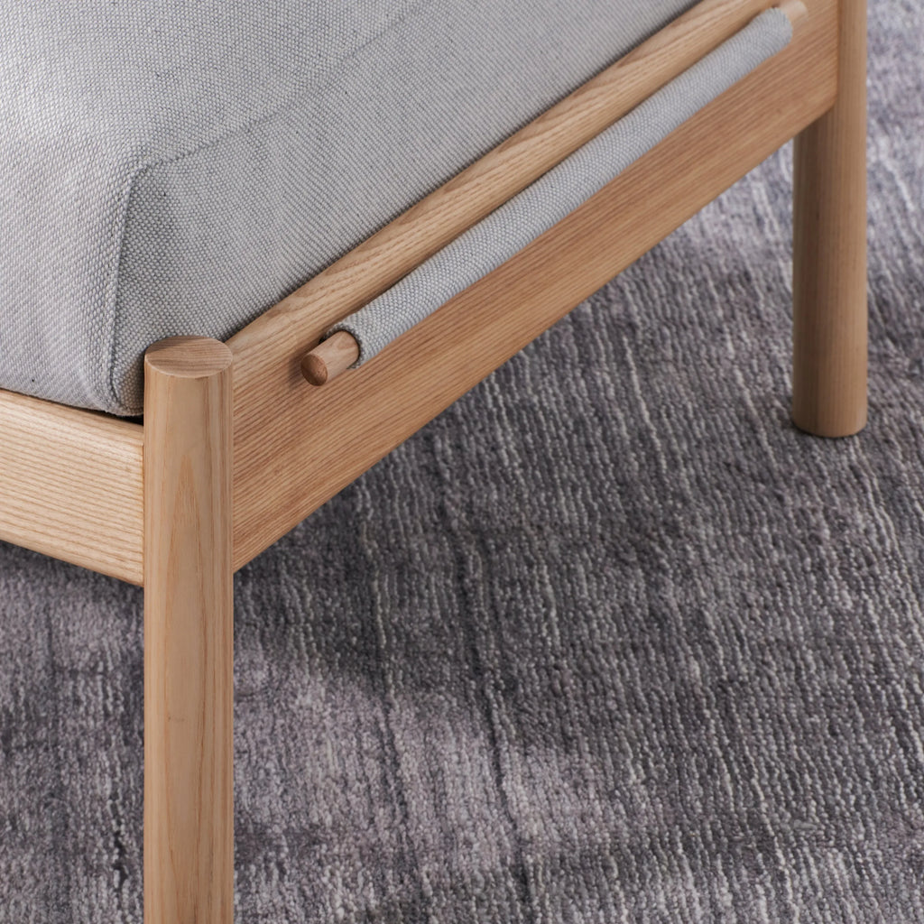 Olivia Ottoman Soft Gray Fabric Solid American Oak