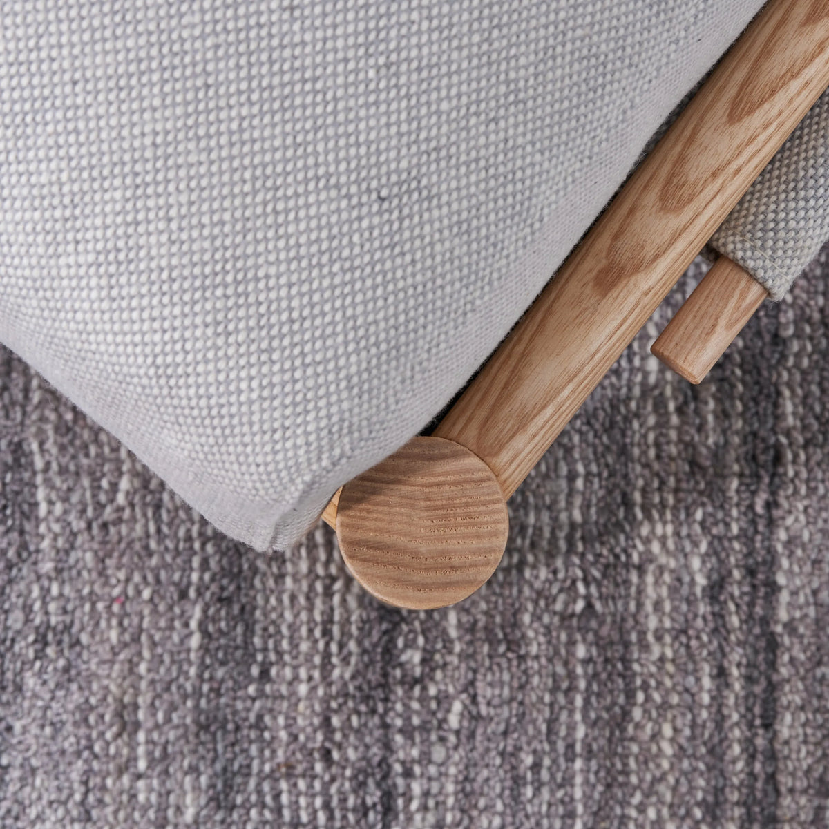 Olivia Ottoman Soft Gray Fabric Solid American Oak