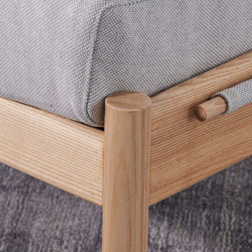 Olivia Ottoman Soft Gray Fabric Solid American Oak