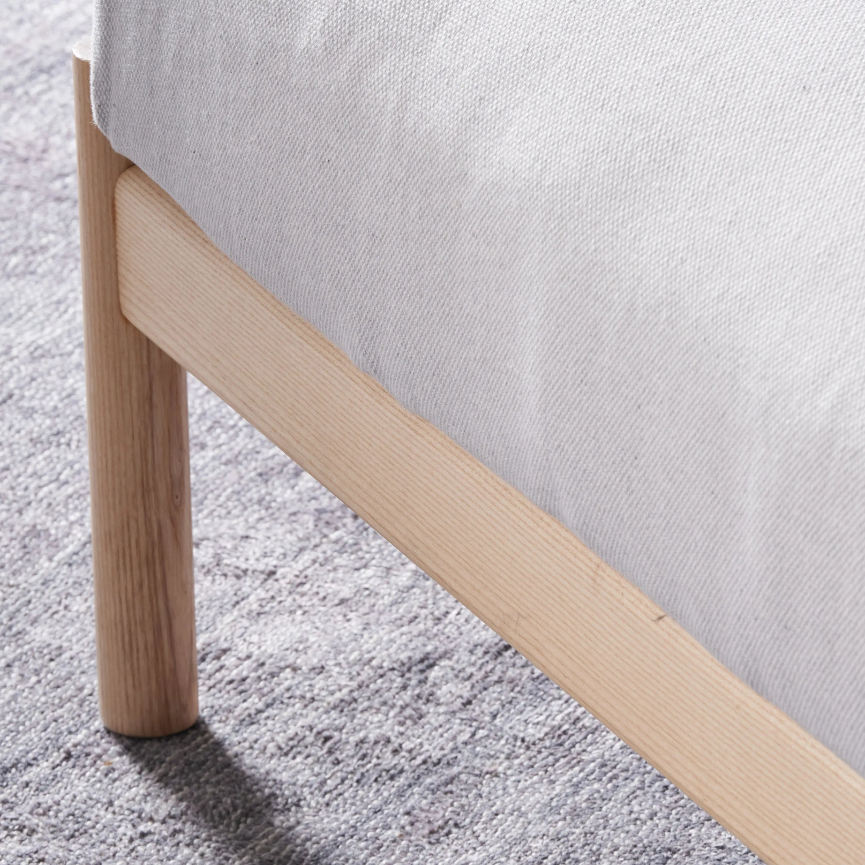 Olivia Ottoman Soft Gray Fabric Solid American Oak